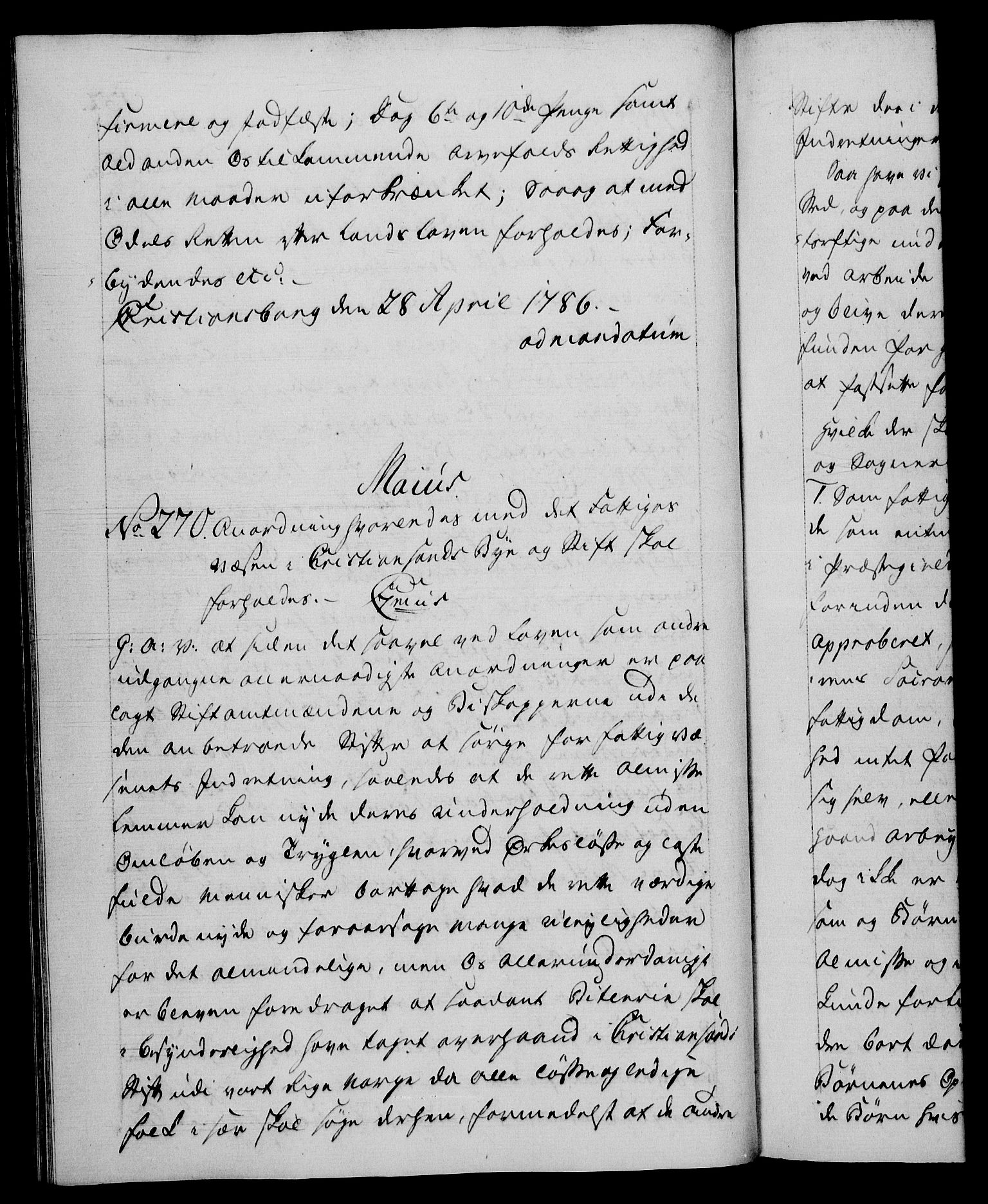 Danske Kanselli 1572-1799, RA/EA-3023/F/Fc/Fca/Fcaa/L0051: Norske registre, 1786-1787, s. 132b
