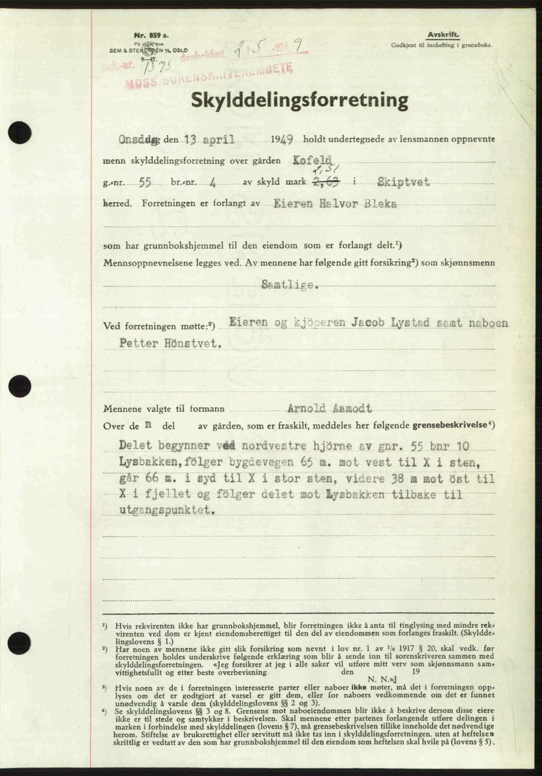 Moss sorenskriveri, SAO/A-10168: Pantebok nr. A2, 1947-1950, Dagboknr: 1375/1949