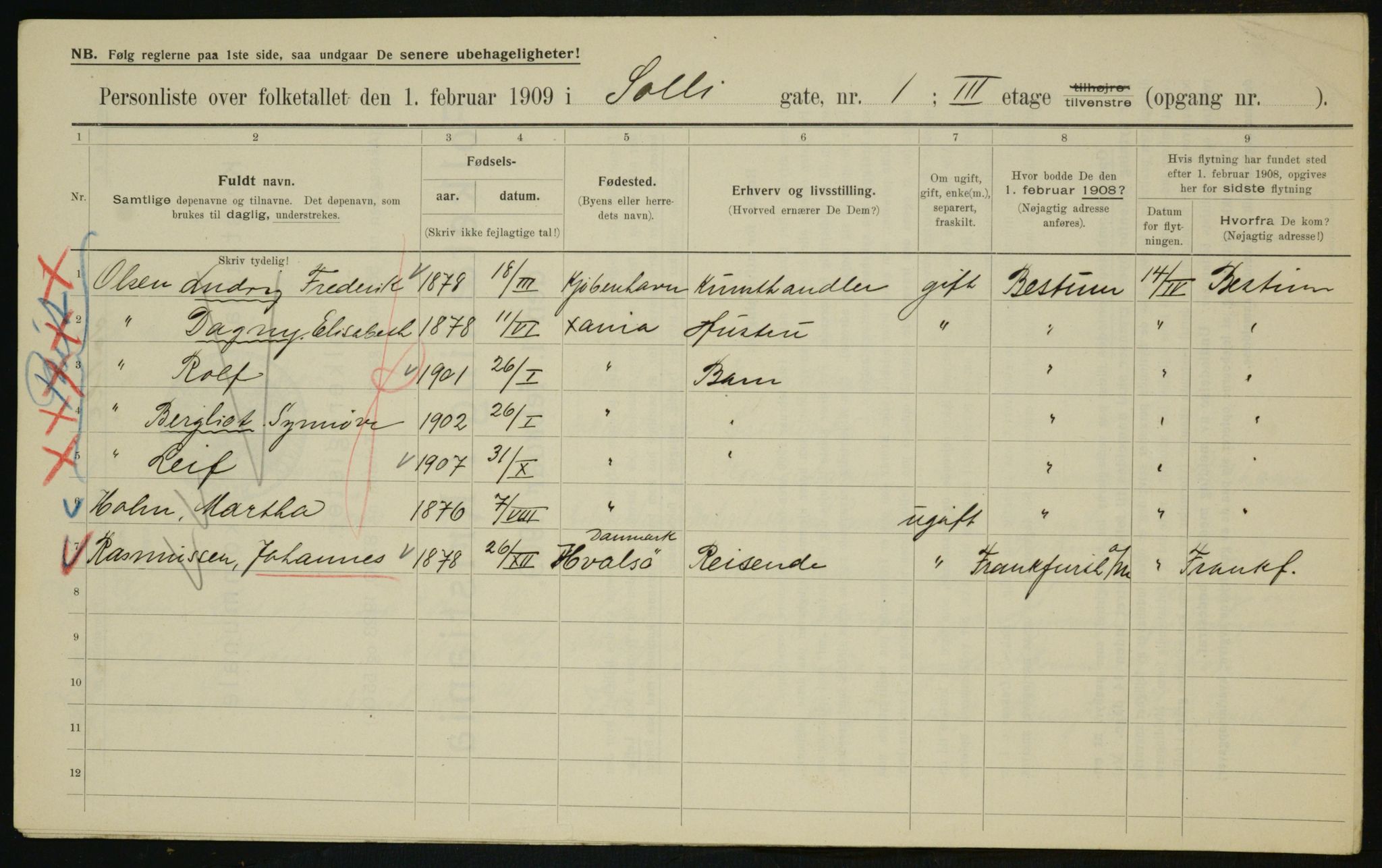 OBA, Kommunal folketelling 1.2.1909 for Kristiania kjøpstad, 1909, s. 90345