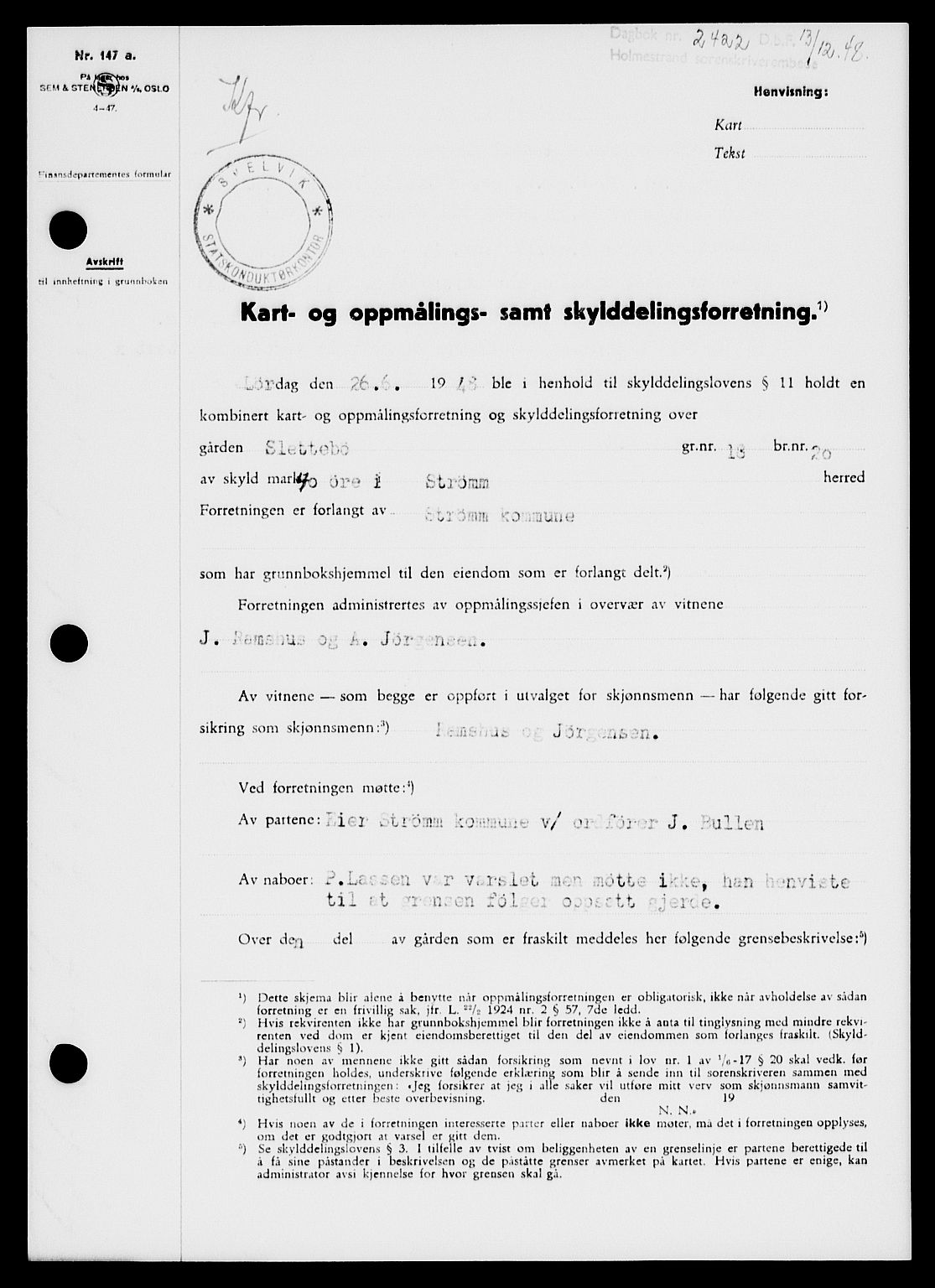 Holmestrand sorenskriveri, SAKO/A-67/G/Ga/Gaa/L0065: Pantebok nr. A-65, 1948-1949, Dagboknr: 2422/1948