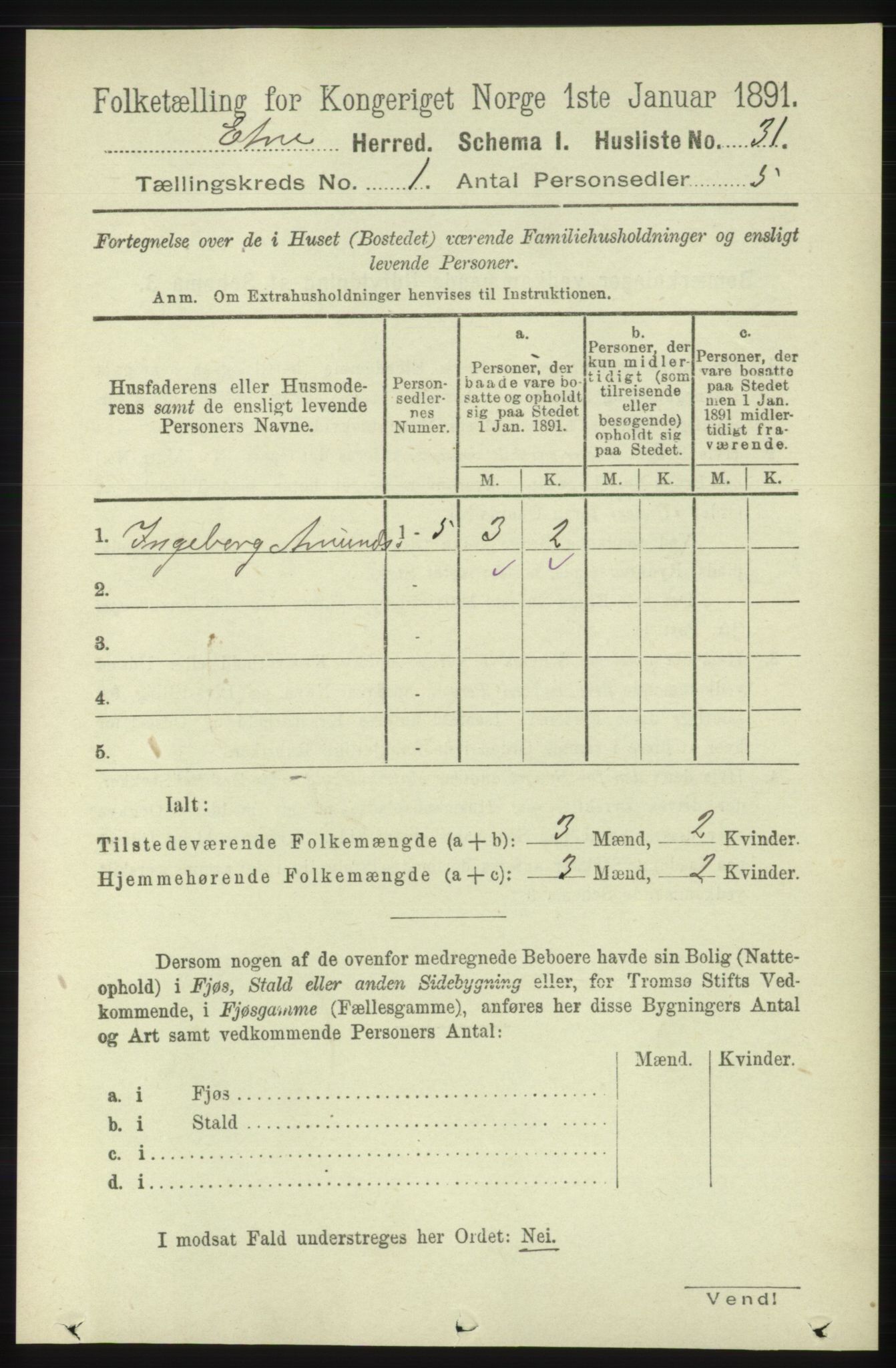 RA, Folketelling 1891 for 1211 Etne herred, 1891, s. 70