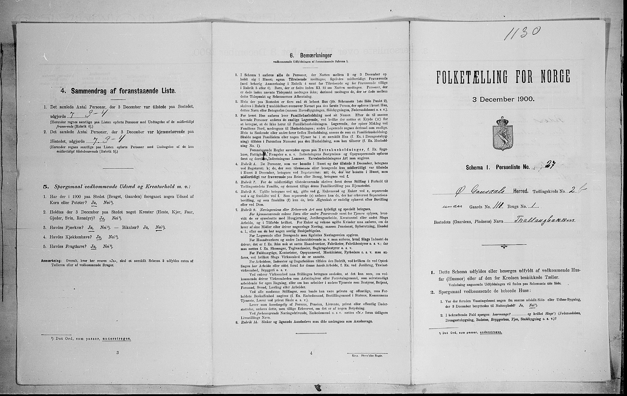 SAH, Folketelling 1900 for 0522 Østre Gausdal herred, 1900, s. 426