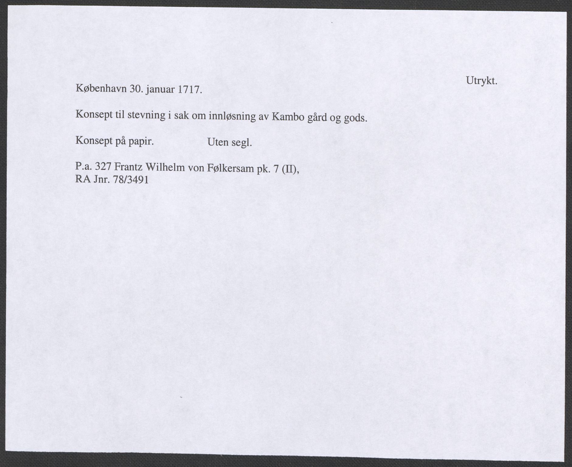 Riksarkivets diplomsamling, RA/EA-5965/F12/L0005: Pk. 7 (II), 1613-1721, s. 112
