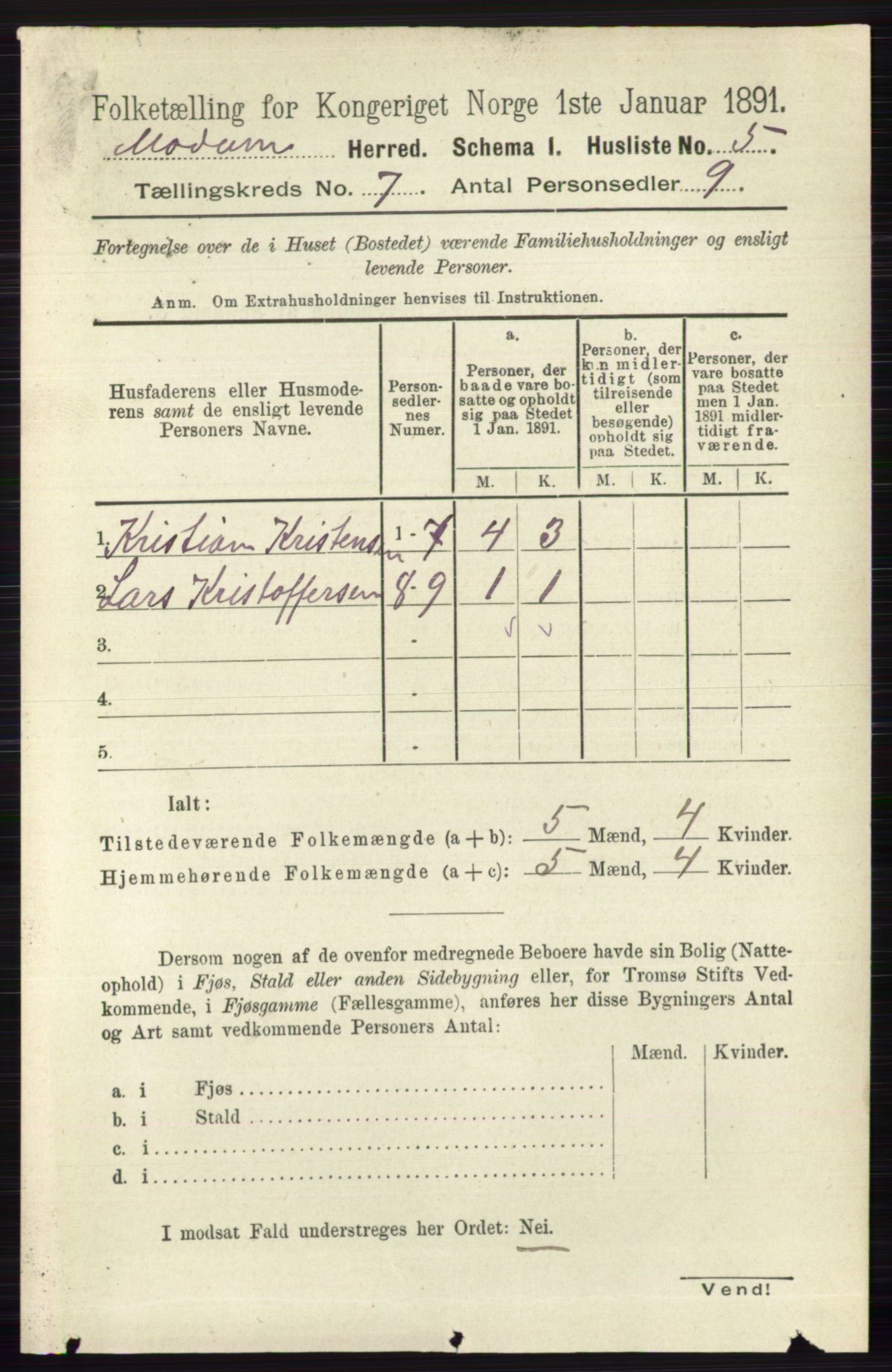 RA, Folketelling 1891 for 0623 Modum herred, 1891, s. 2722