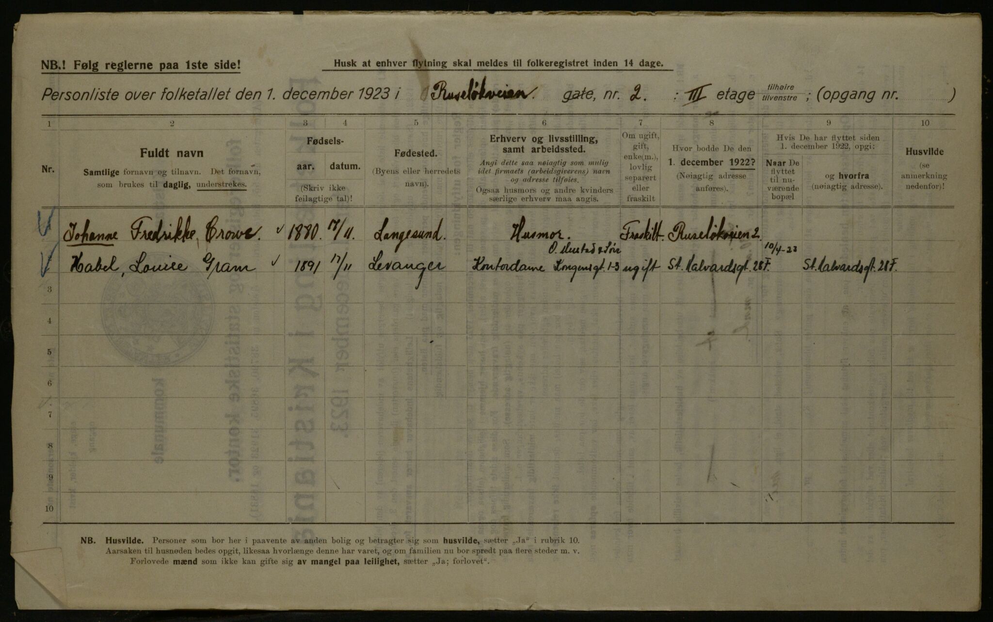 OBA, Kommunal folketelling 1.12.1923 for Kristiania, 1923, s. 93489