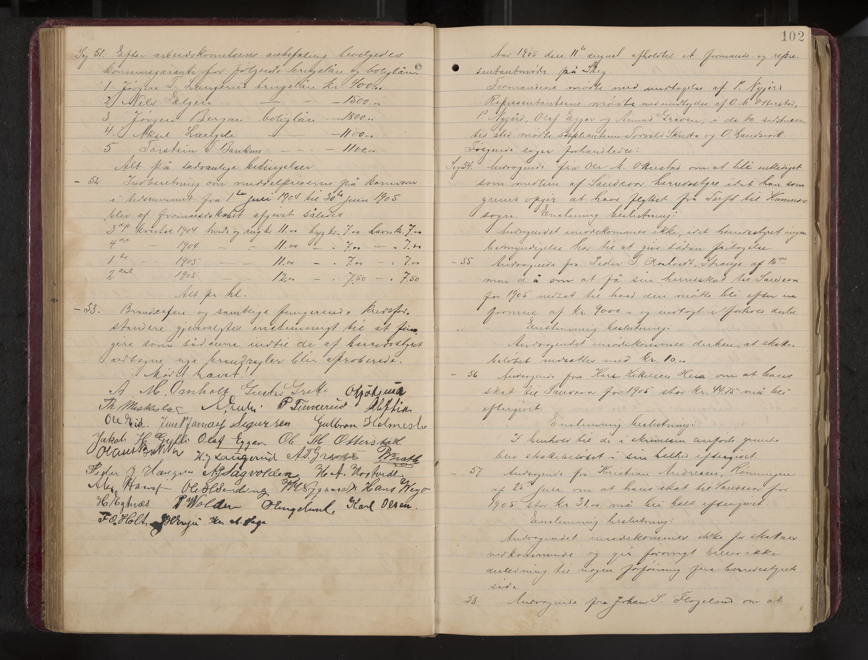 Ytre Sandsvær formannskap og sentraladministrasjon, IKAK/0629021/A/Aa/L0001: Møtebok med register, 1902-1919, s. 102