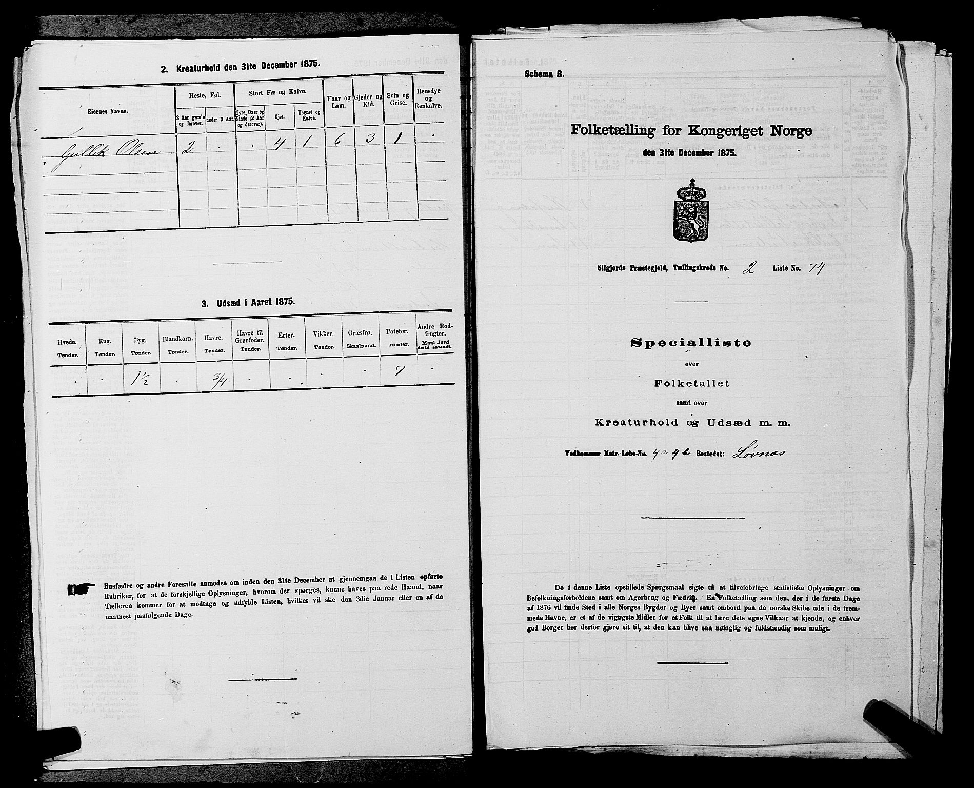 SAKO, Folketelling 1875 for 0828P Seljord prestegjeld, 1875, s. 320