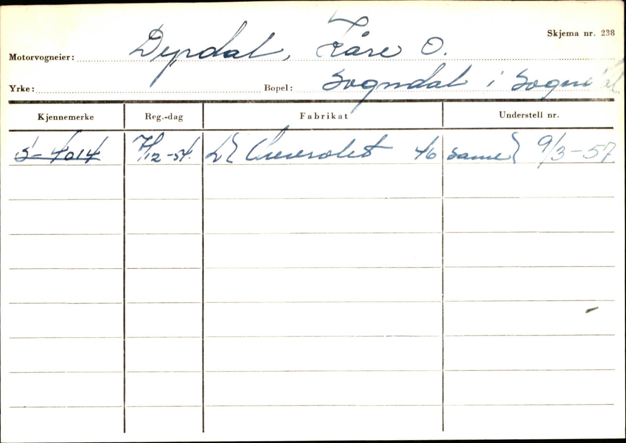 Statens vegvesen, Sogn og Fjordane vegkontor, AV/SAB-A-5301/4/F/L0124: Eigarregister Sogndal A-U, 1945-1975, s. 324