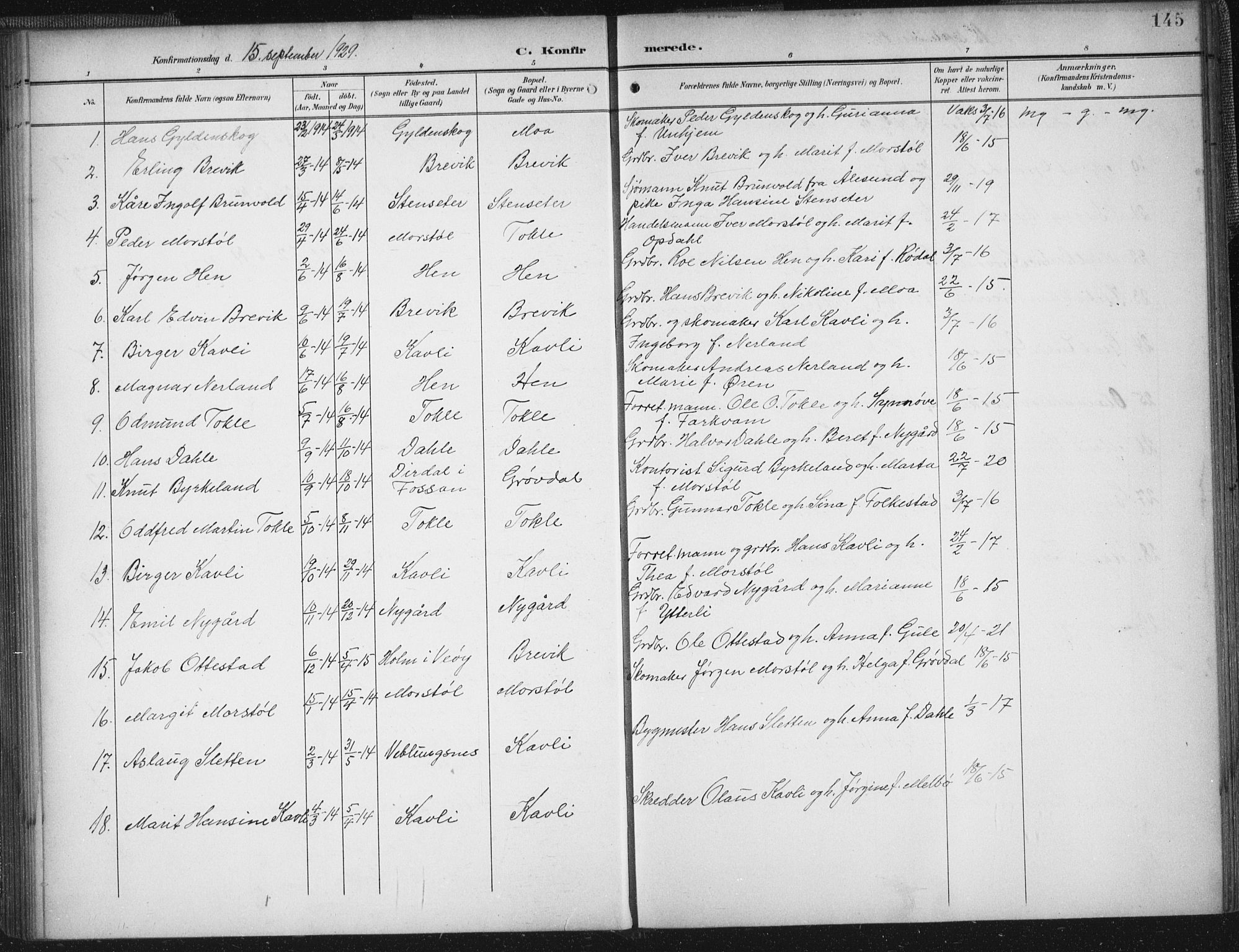 Ministerialprotokoller, klokkerbøker og fødselsregistre - Møre og Romsdal, SAT/A-1454/545/L0589: Klokkerbok nr. 545C03, 1902-1937, s. 145