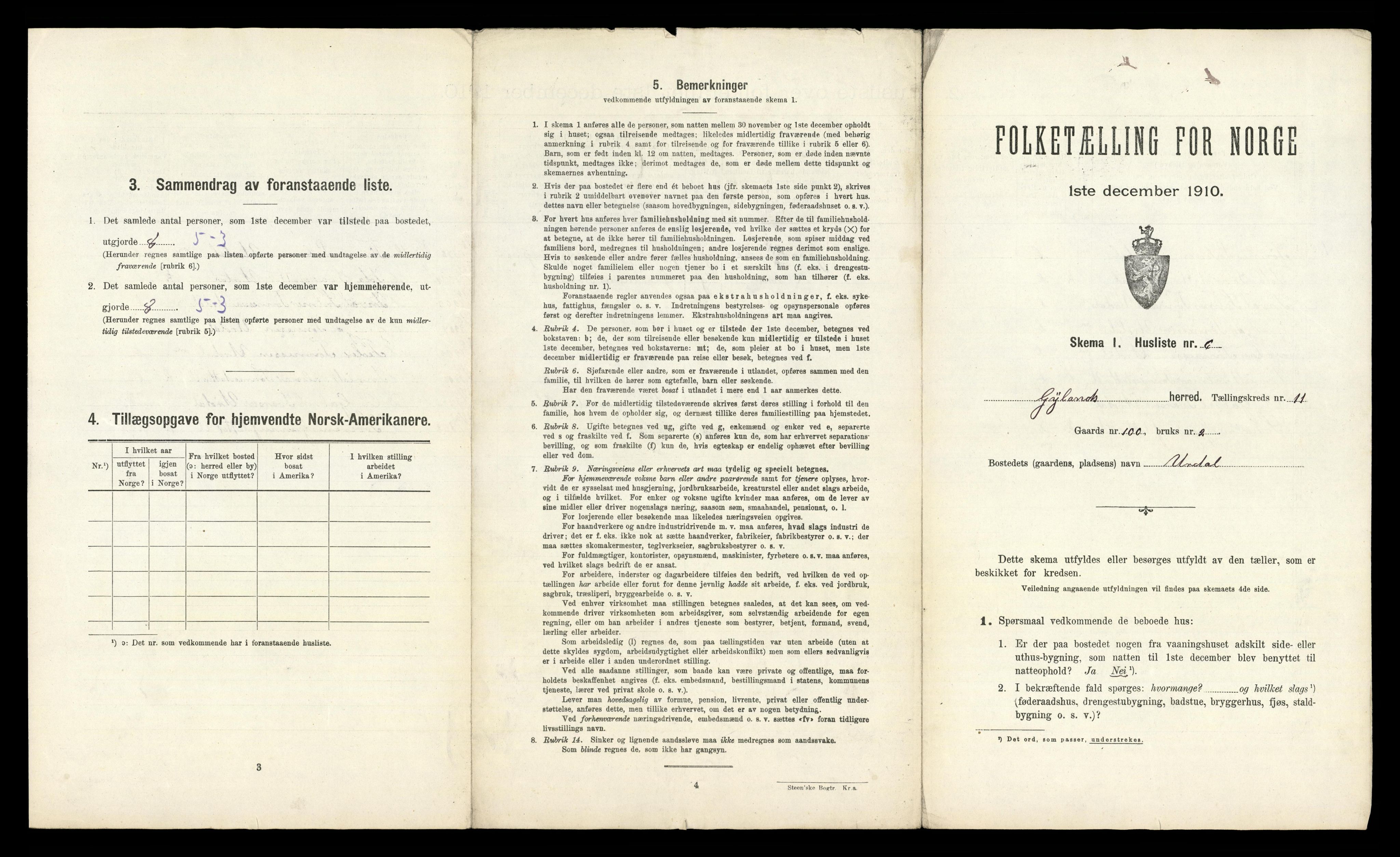 RA, Folketelling 1910 for 1044 Gyland herred, 1910, s. 426