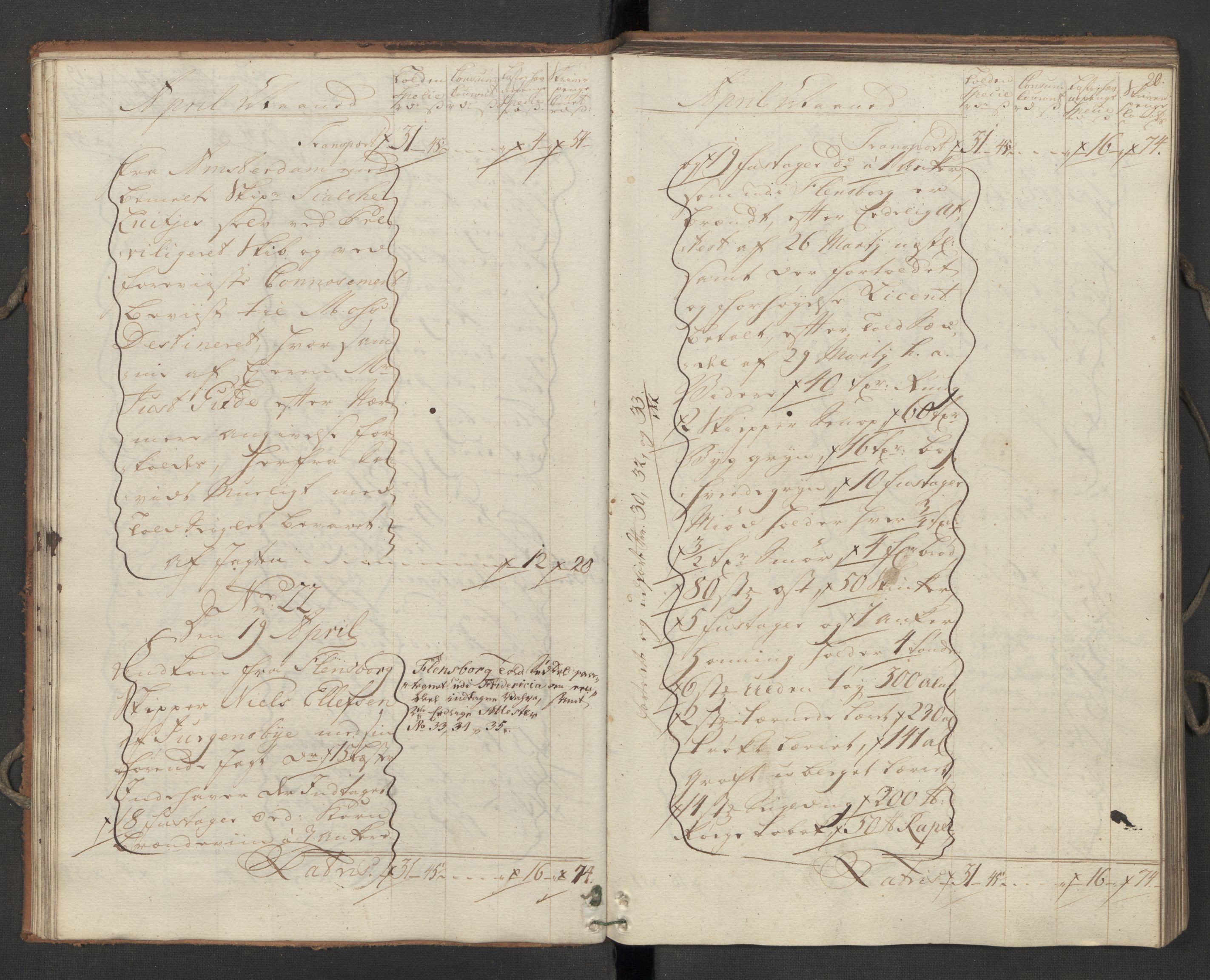 Generaltollkammeret, tollregnskaper, AV/RA-EA-5490/R09/L0033/0001: Tollregnskaper Holmestrand / Inngående hovedtollbok, 1762, s. 19b-20a