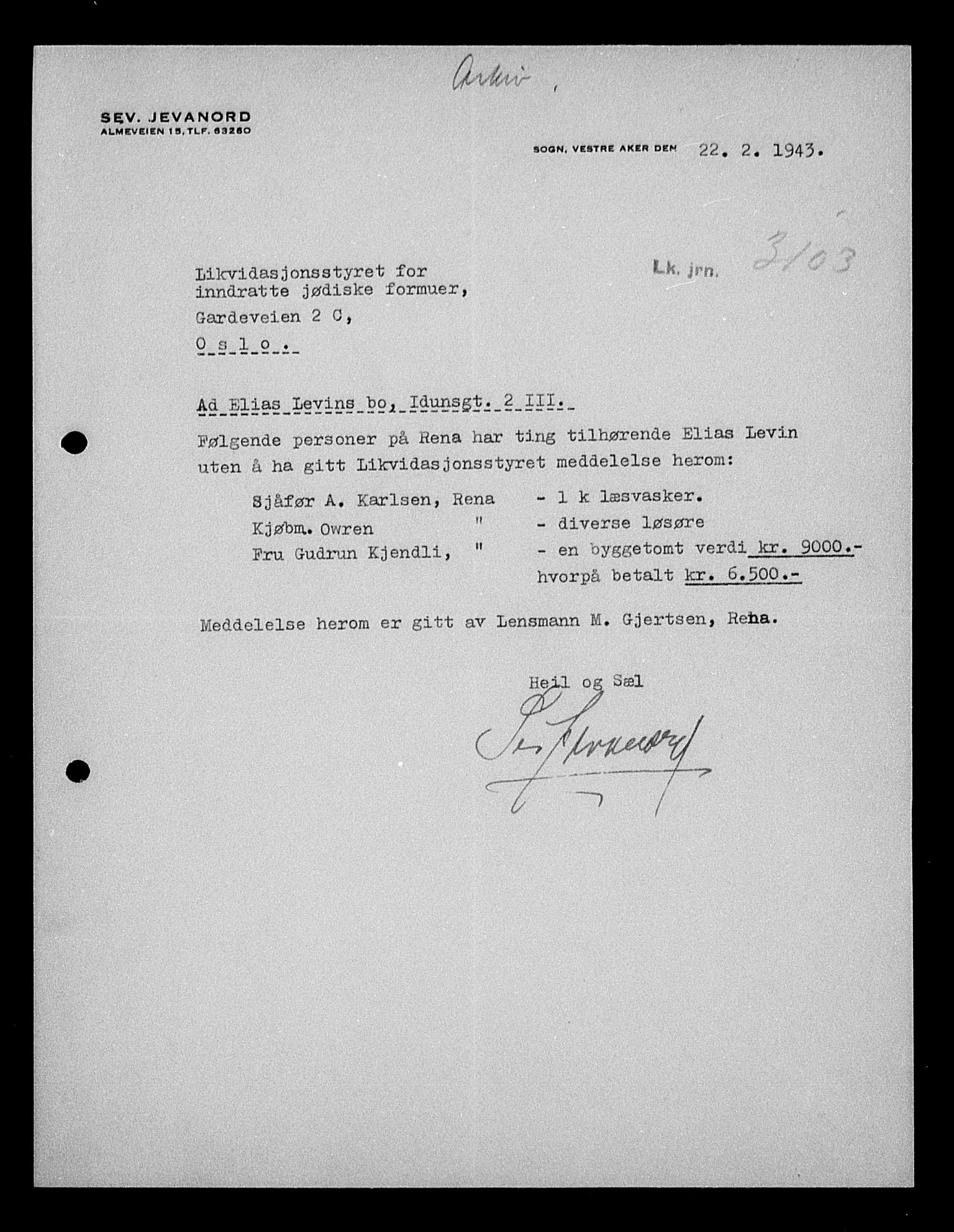 Justisdepartementet, Tilbakeføringskontoret for inndratte formuer, AV/RA-S-1564/H/Hc/Hcc/L0957: --, 1945-1947, s. 48
