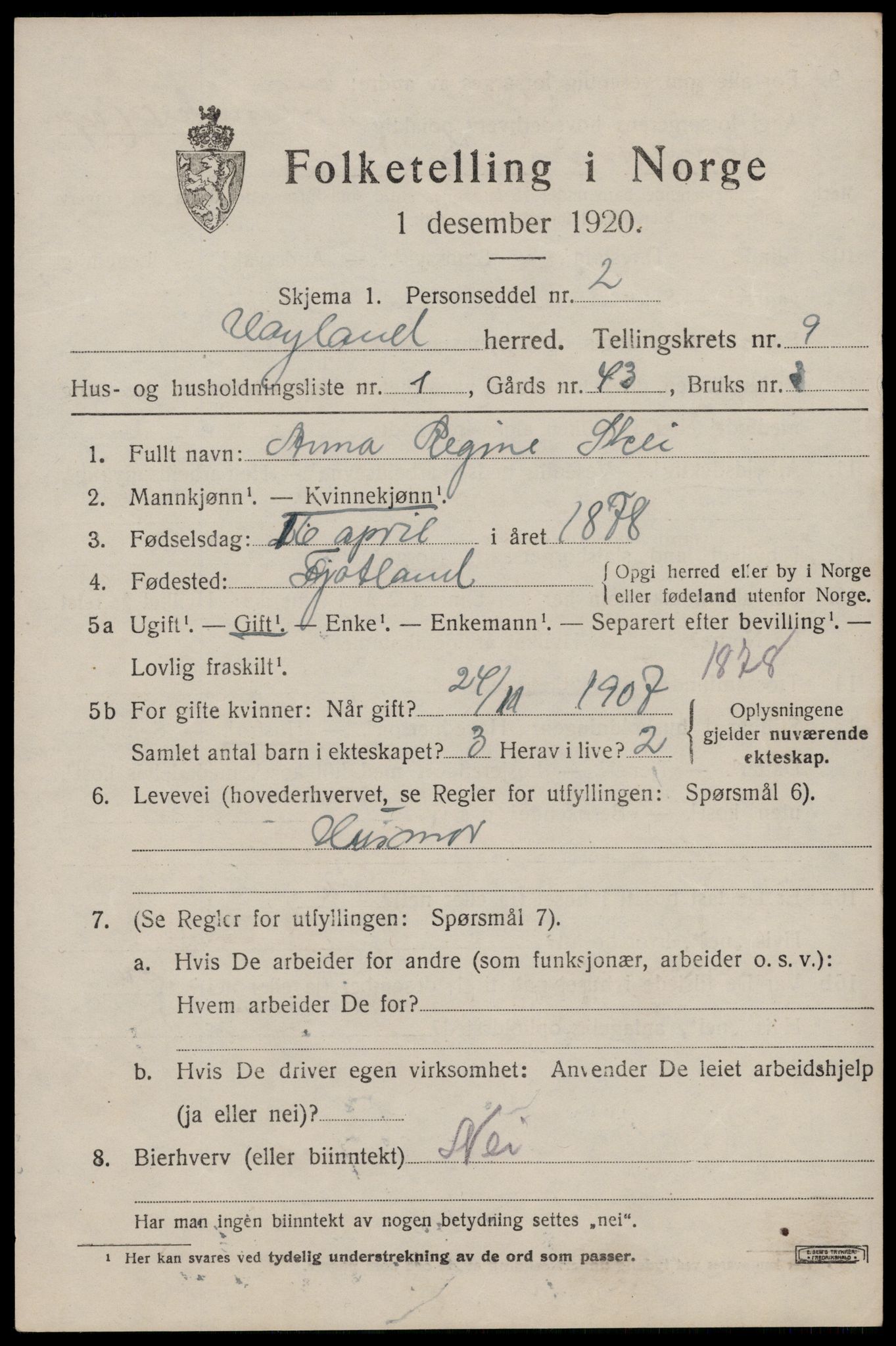 SAST, Folketelling 1920 for 1123 Høyland herred, 1920, s. 6062