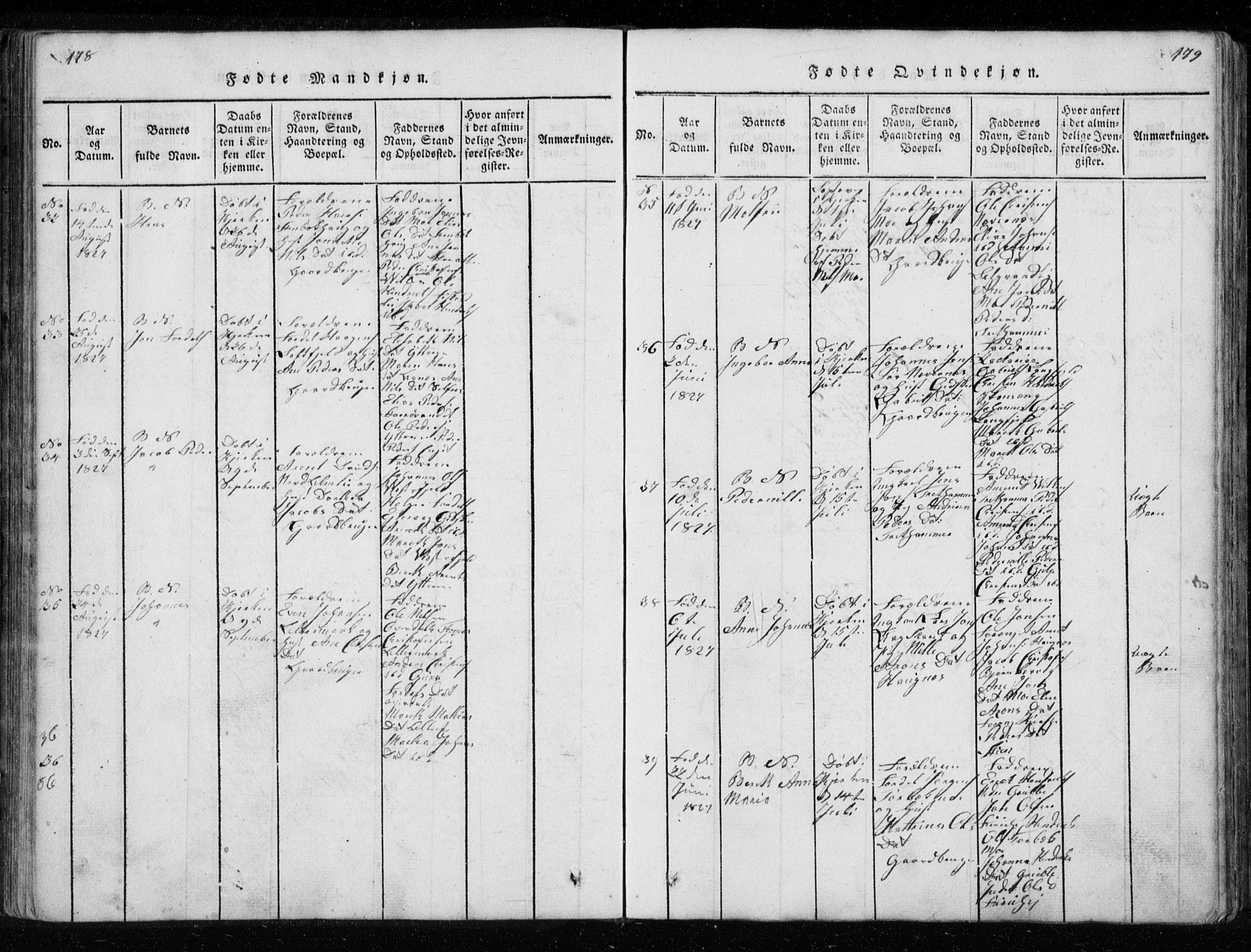 Ministerialprotokoller, klokkerbøker og fødselsregistre - Nordland, AV/SAT-A-1459/827/L0412: Klokkerbok nr. 827C01, 1820-1841, s. 178-179