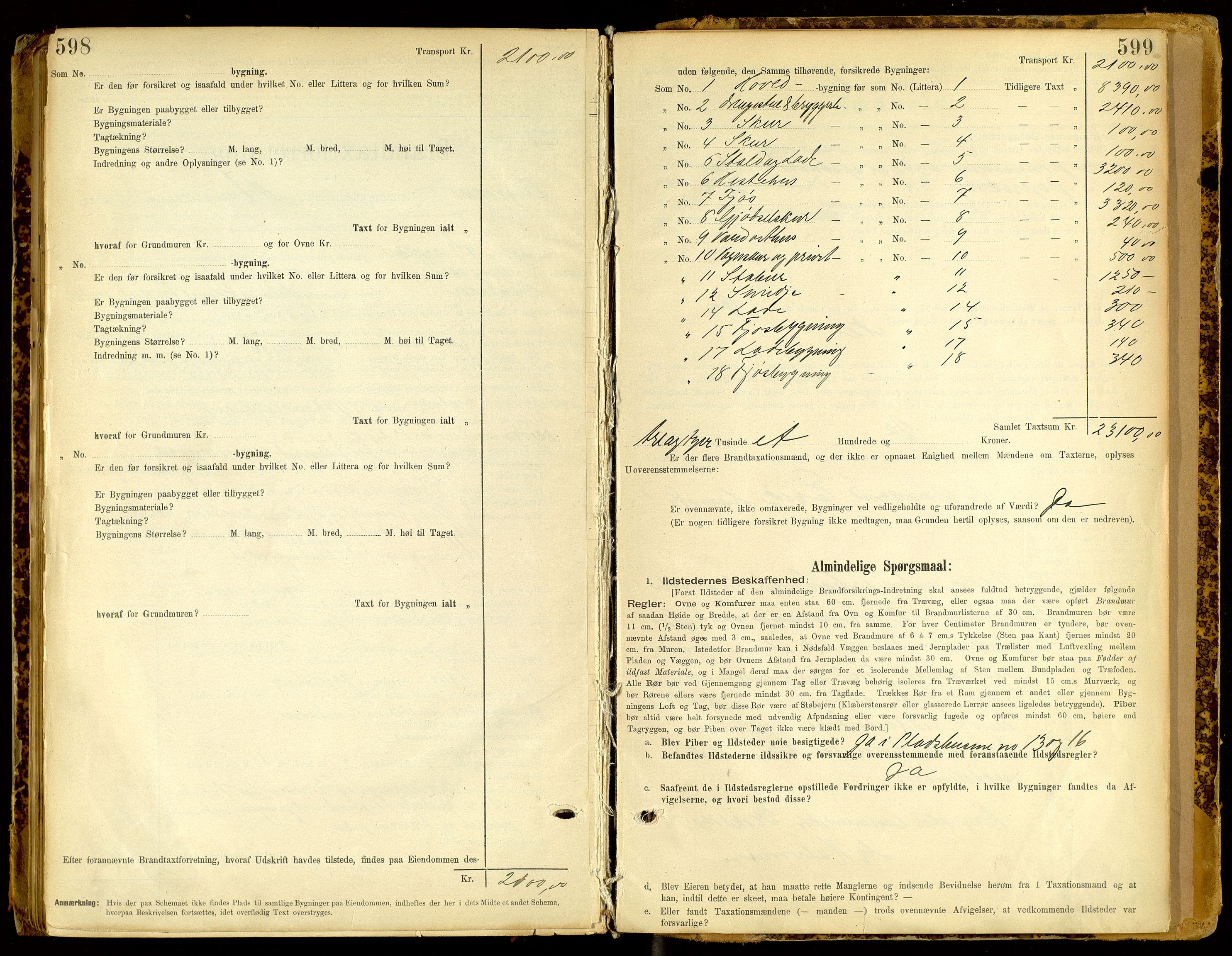 Norges Brannkasse, Ringsaker, SAH/NBRANR-003/F/L0008: Branntakstprotokoll, 1894-1905, s. 598-599