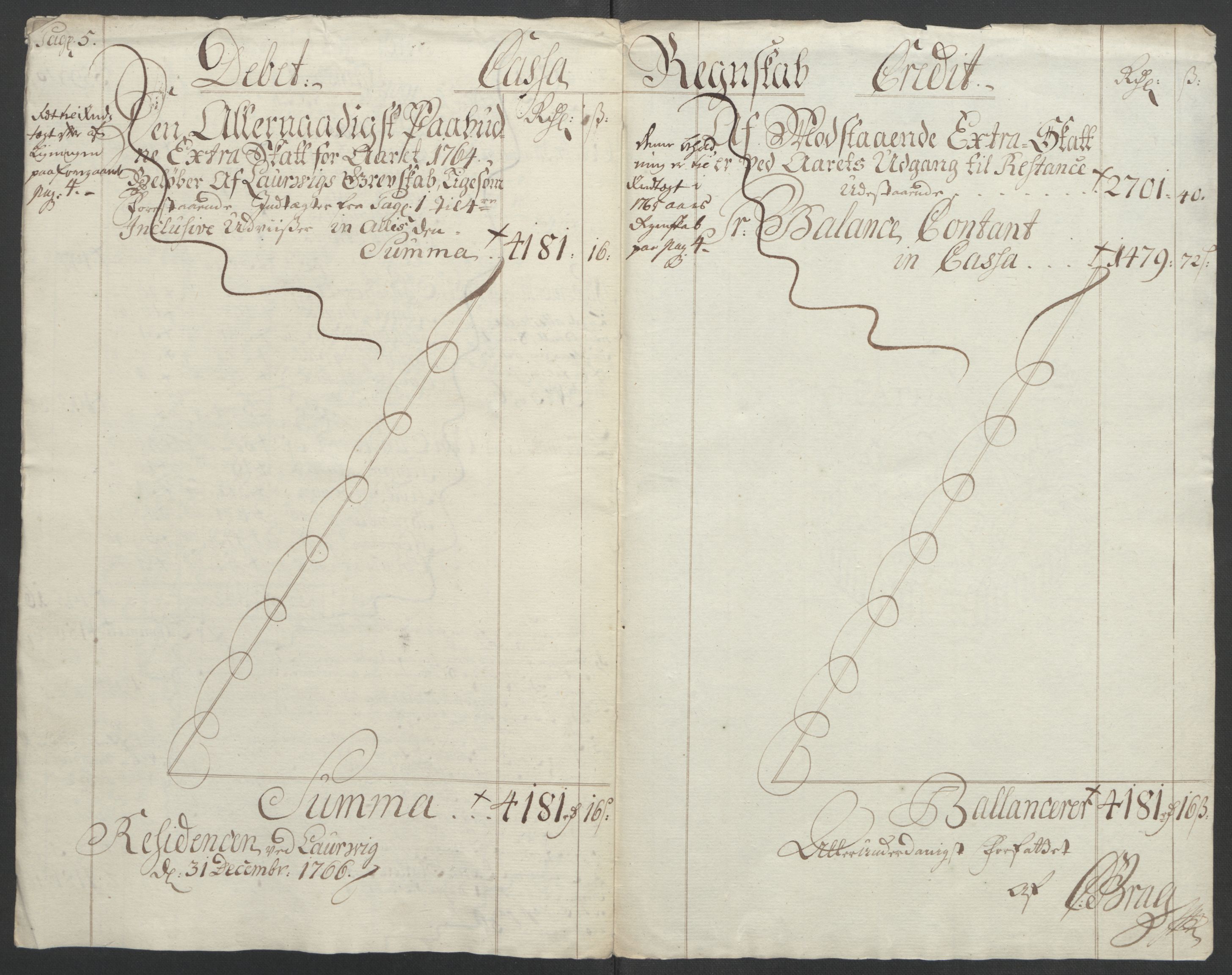 Rentekammeret inntil 1814, Reviderte regnskaper, Fogderegnskap, AV/RA-EA-4092/R33/L2033: Ekstraskatten Larvik grevskap, 1762-1764, s. 407