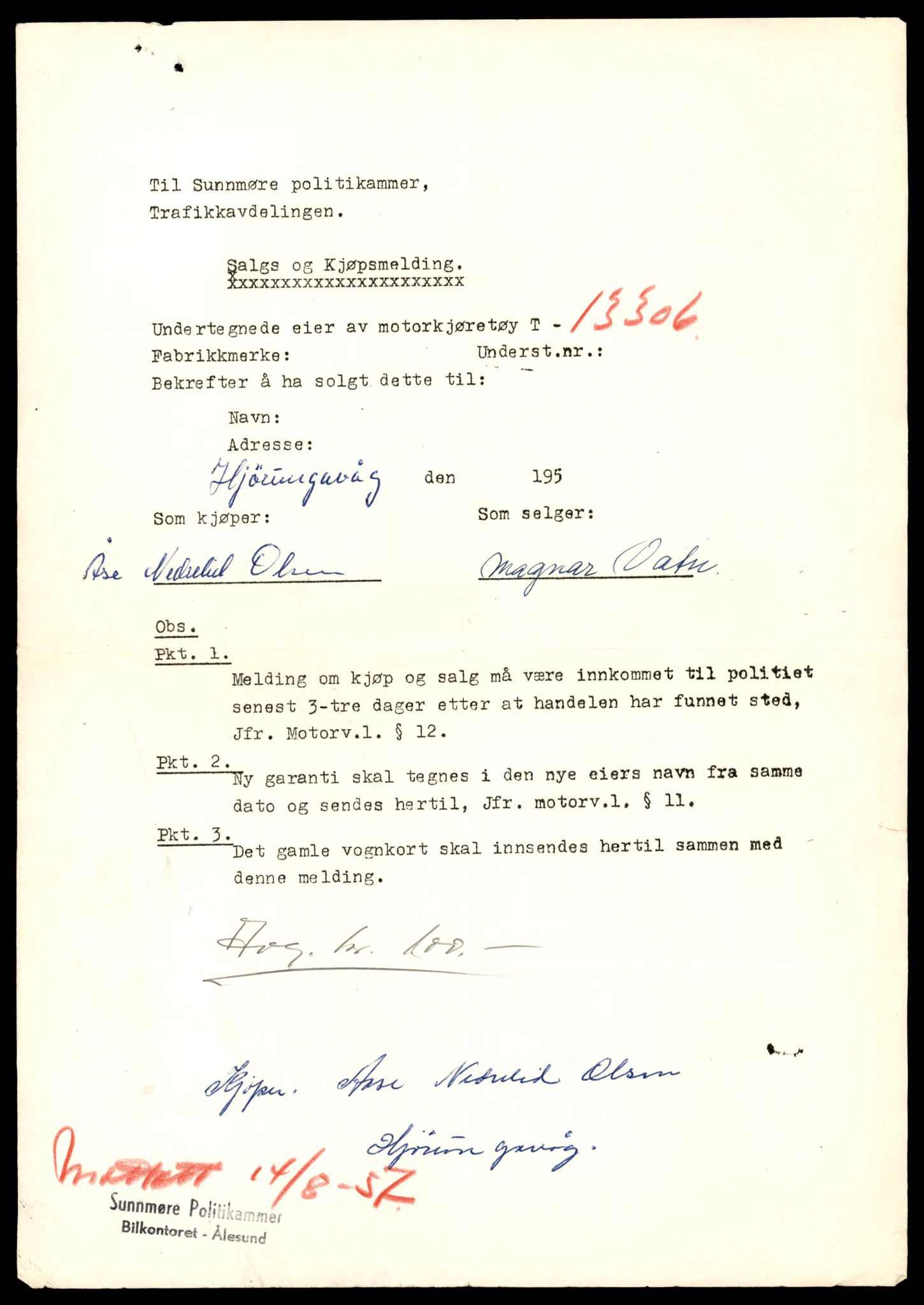 Møre og Romsdal vegkontor - Ålesund trafikkstasjon, AV/SAT-A-4099/F/Fe/L0038: Registreringskort for kjøretøy T 13180 - T 13360, 1927-1998, s. 2185