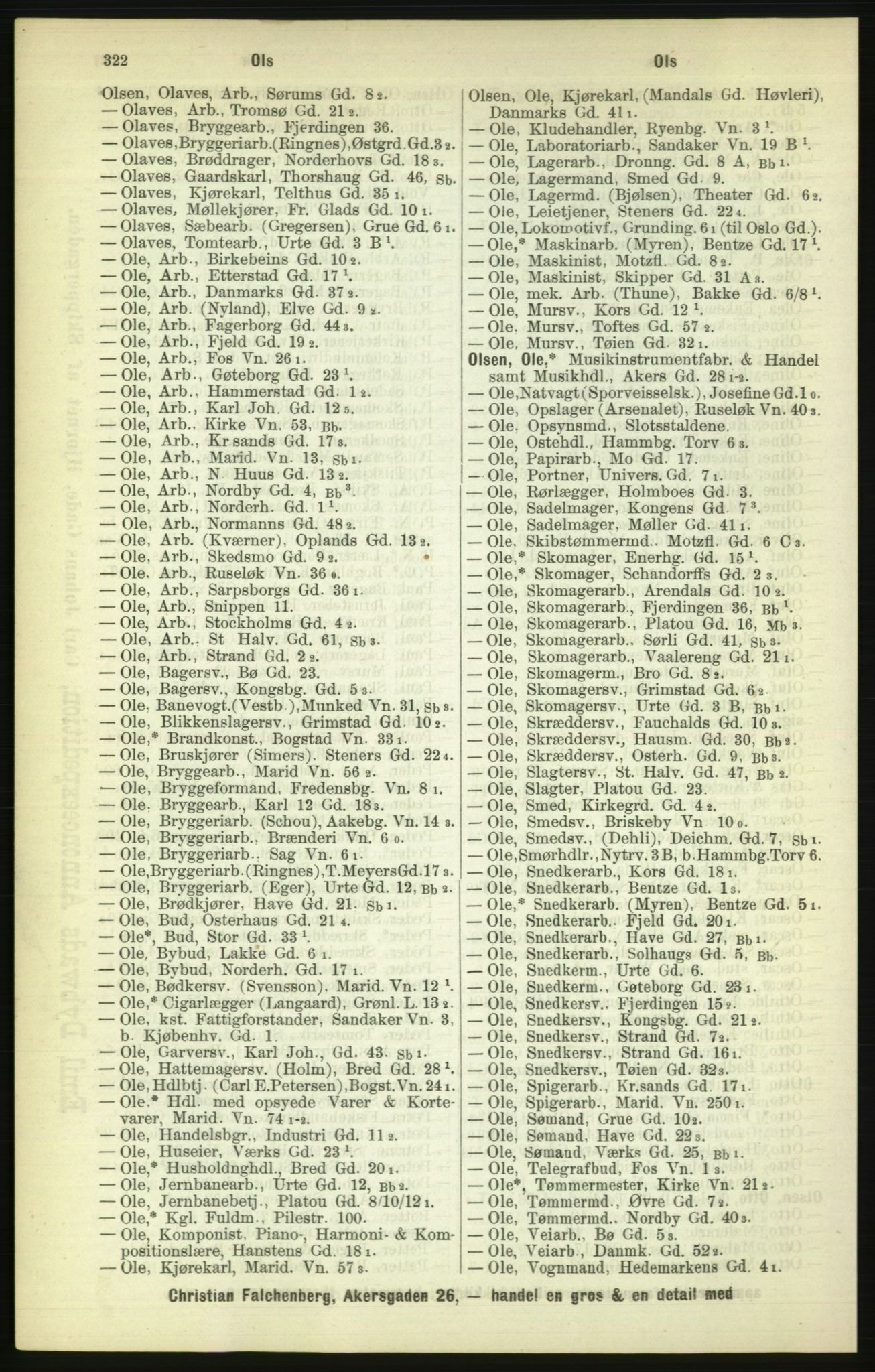 Kristiania/Oslo adressebok, PUBL/-, 1886, s. 322