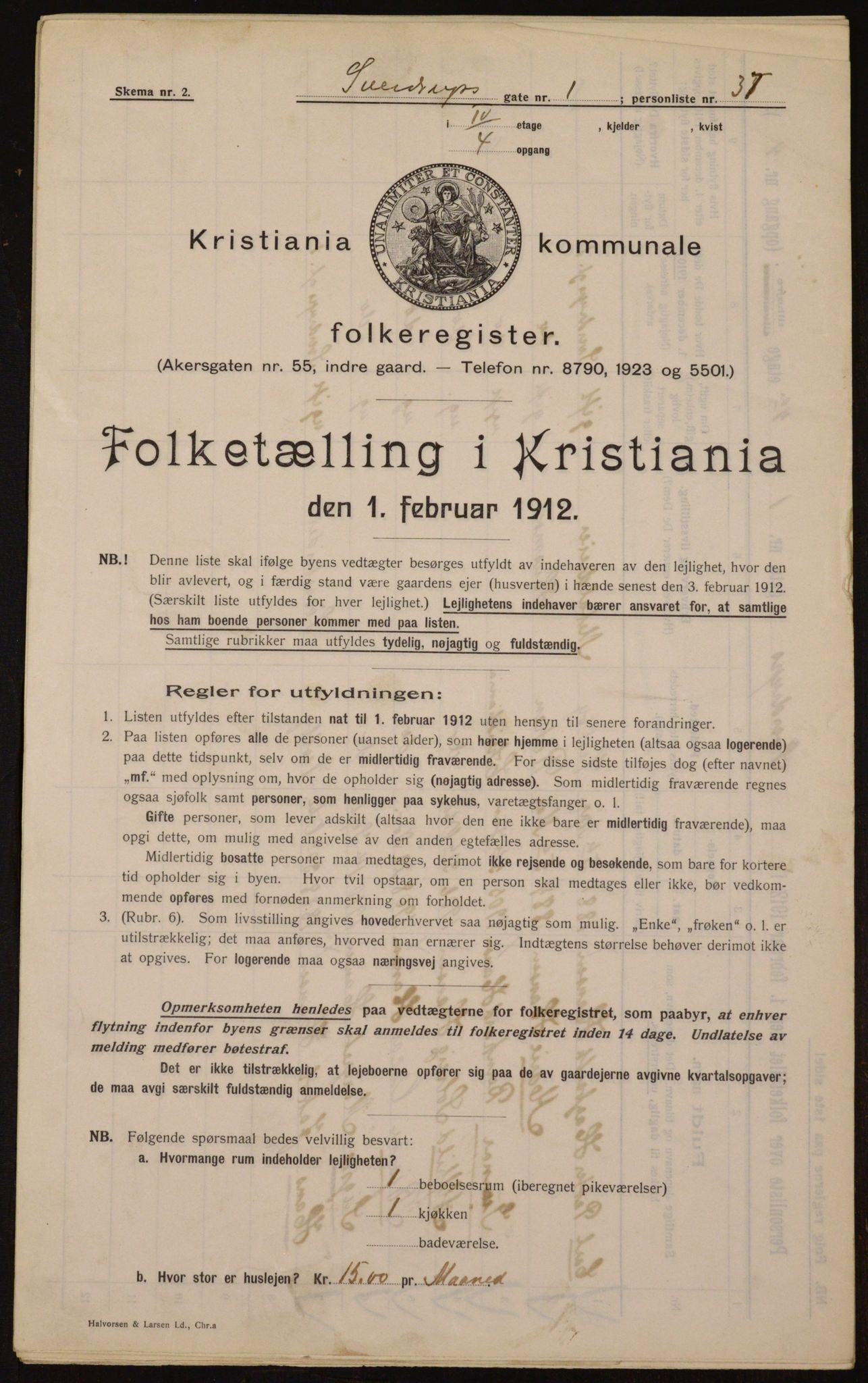 OBA, Kommunal folketelling 1.2.1912 for Kristiania, 1912, s. 104860