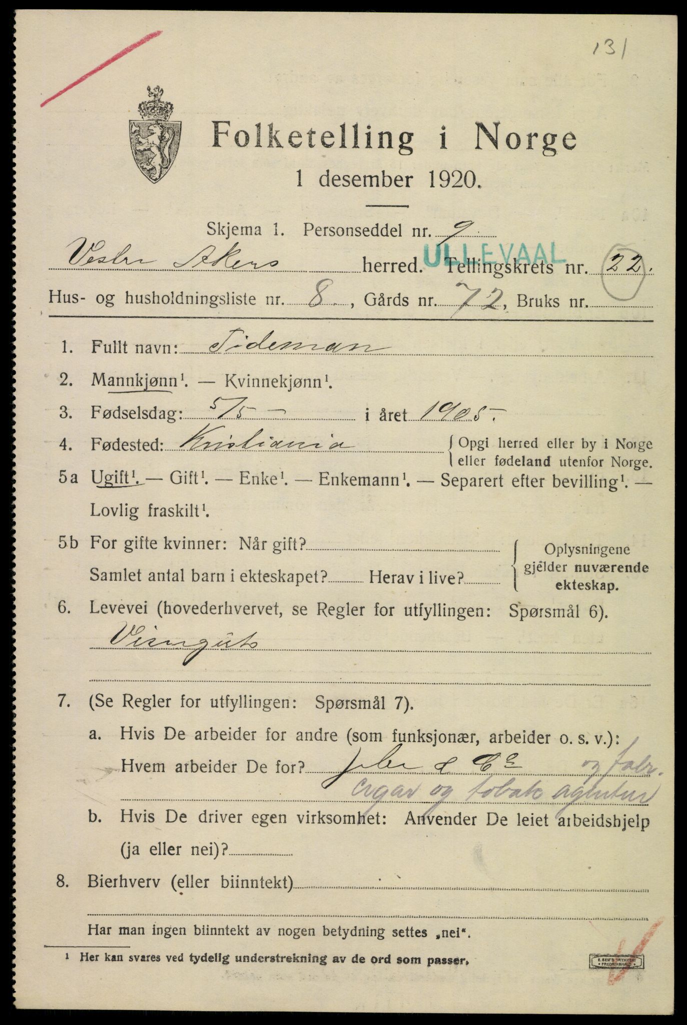 SAO, Folketelling 1920 for 0218 Aker herred, 1920, s. 125896