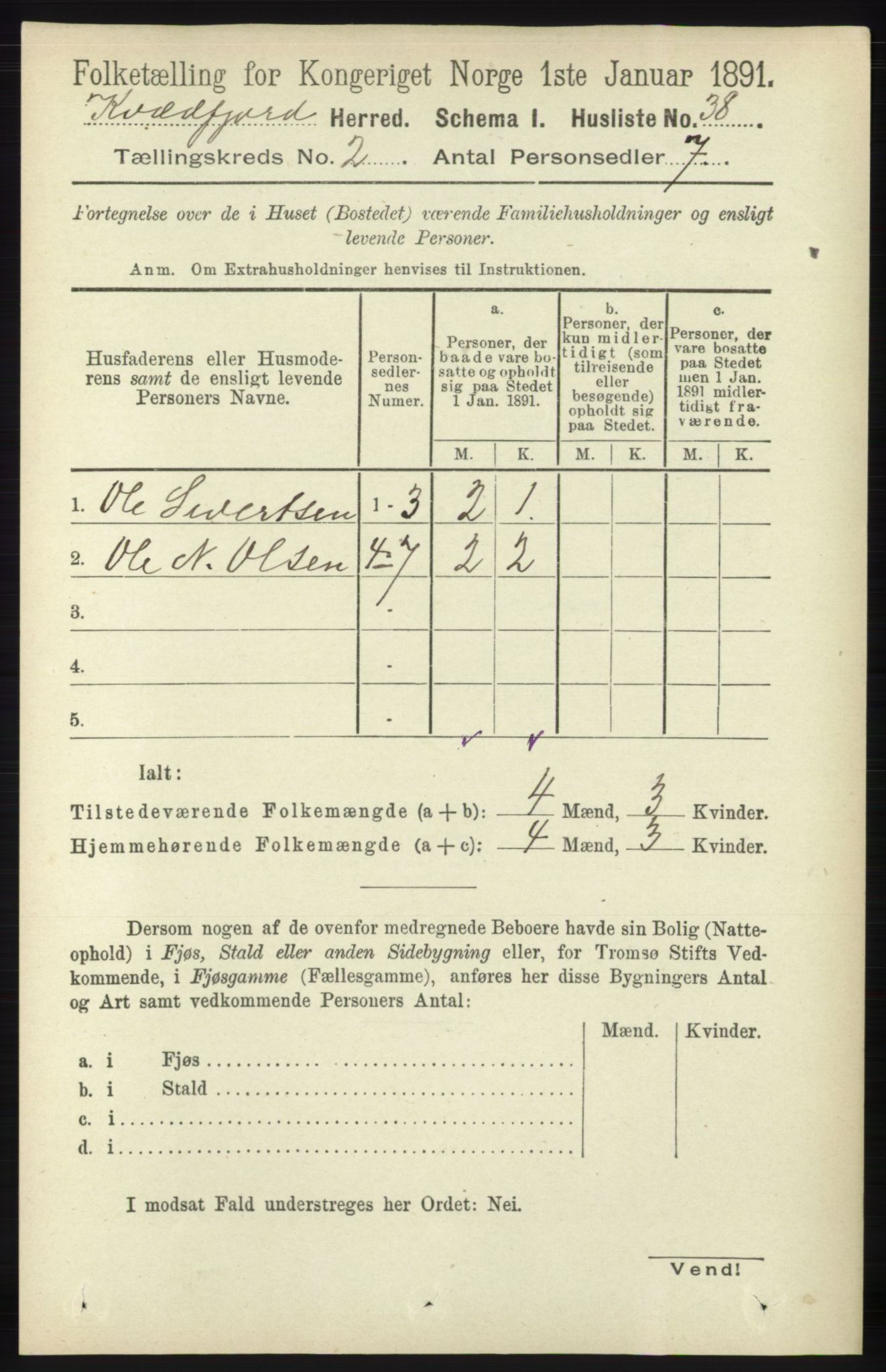 RA, Folketelling 1891 for 1911 Kvæfjord herred, 1891, s. 665