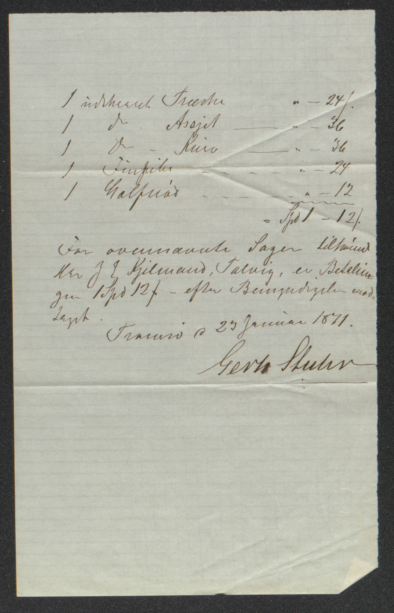 Tromsø Museum, AV/SATØ-S-0162/D/Db/L0032: Journalsaker og innkomne brev, 1872-1878, s. 28