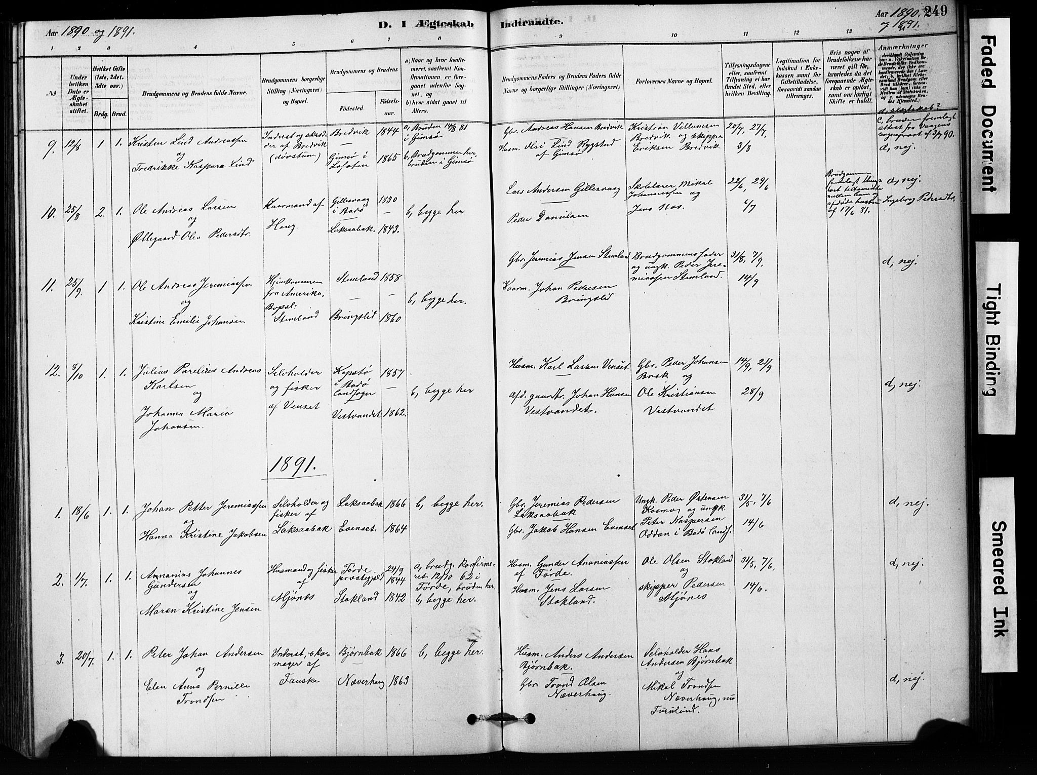 Ministerialprotokoller, klokkerbøker og fødselsregistre - Nordland, SAT/A-1459/852/L0754: Klokkerbok nr. 852C05, 1878-1894, s. 249