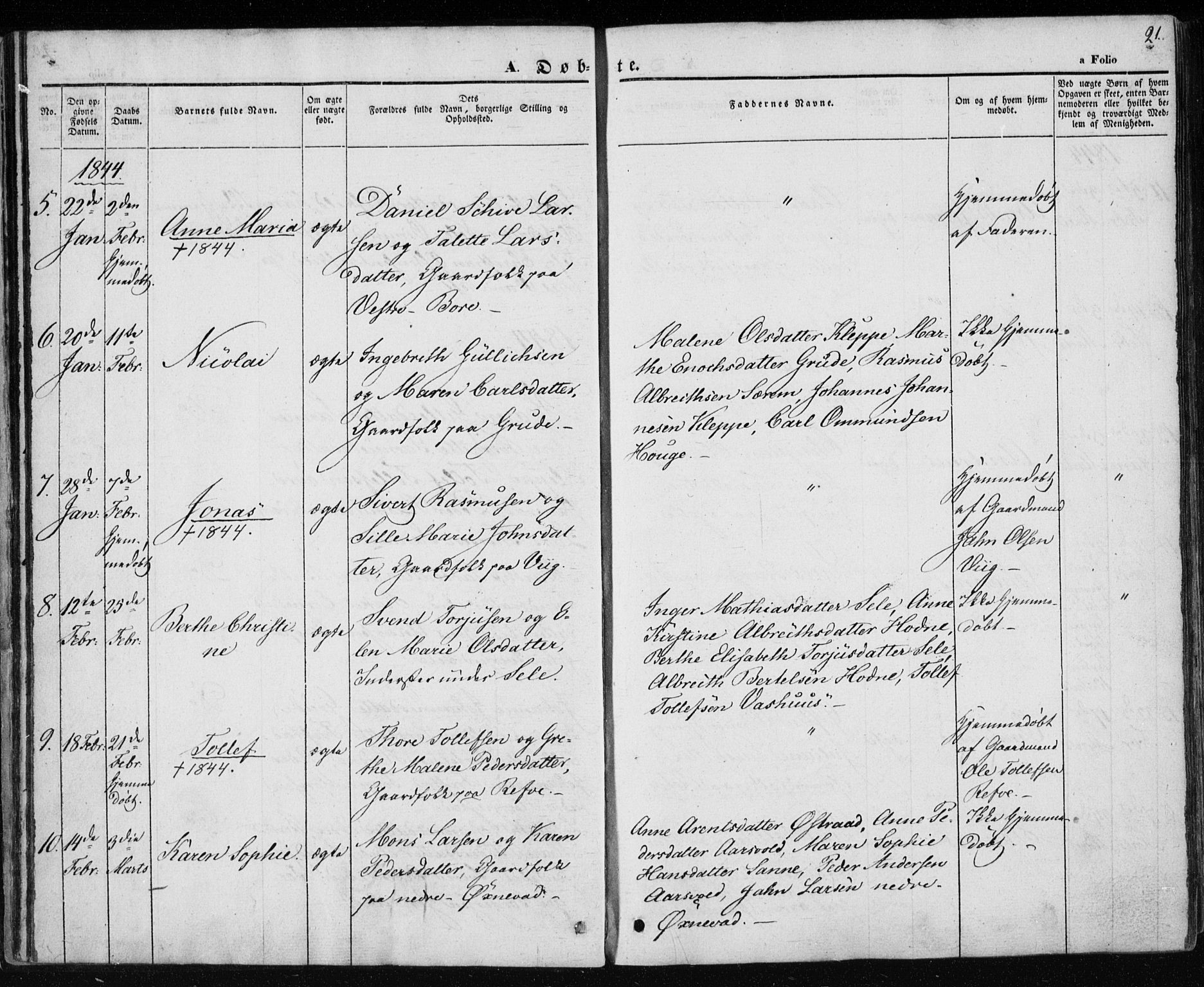 Klepp sokneprestkontor, AV/SAST-A-101803/001/3/30BA/L0004: Ministerialbok nr. A 4, 1842-1852, s. 21