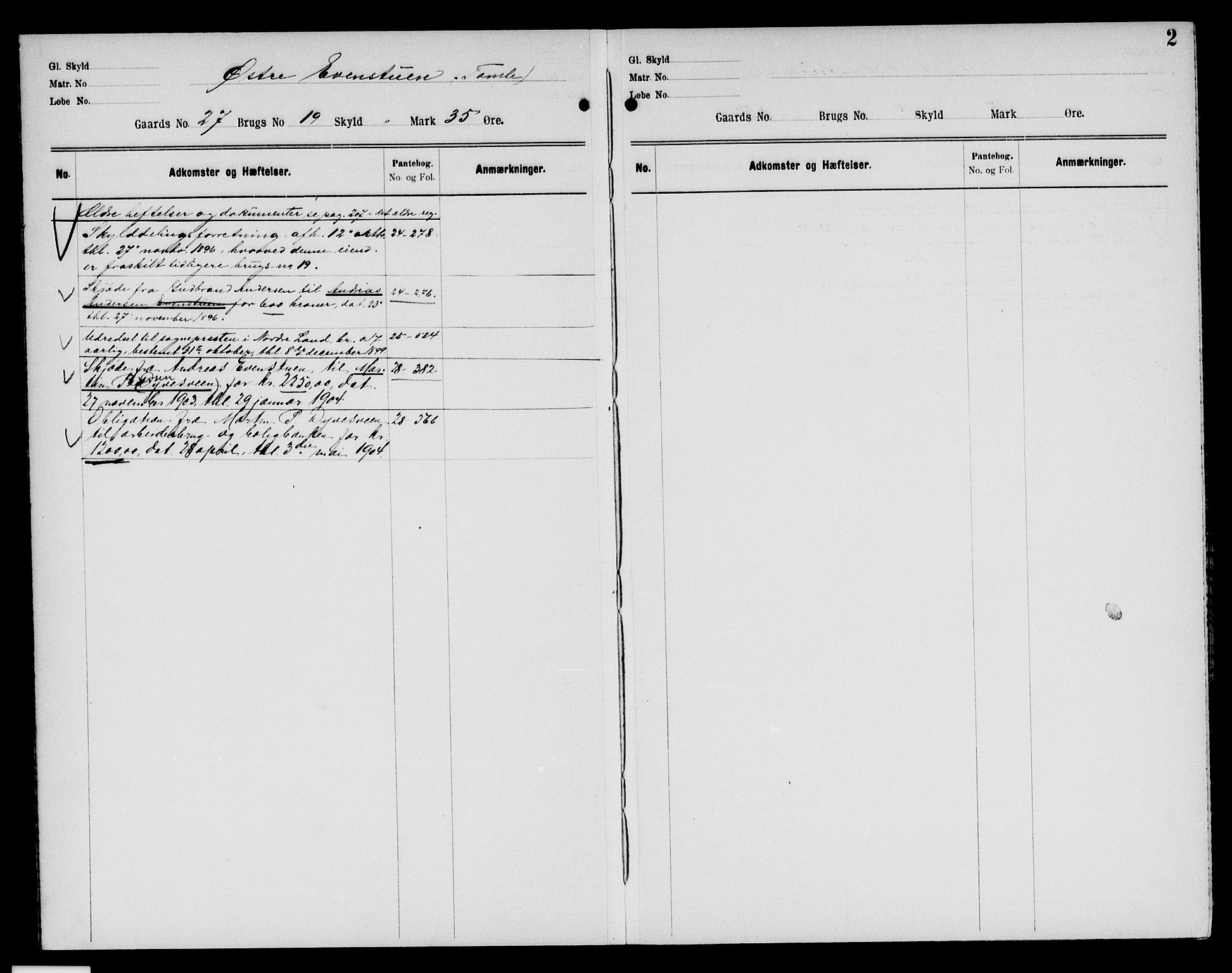 Hadeland og Land tingrett, SAH/TING-010/H/Ha/Hab/L0010: Panteregister nr. b-10, 1894-1906, s. 2