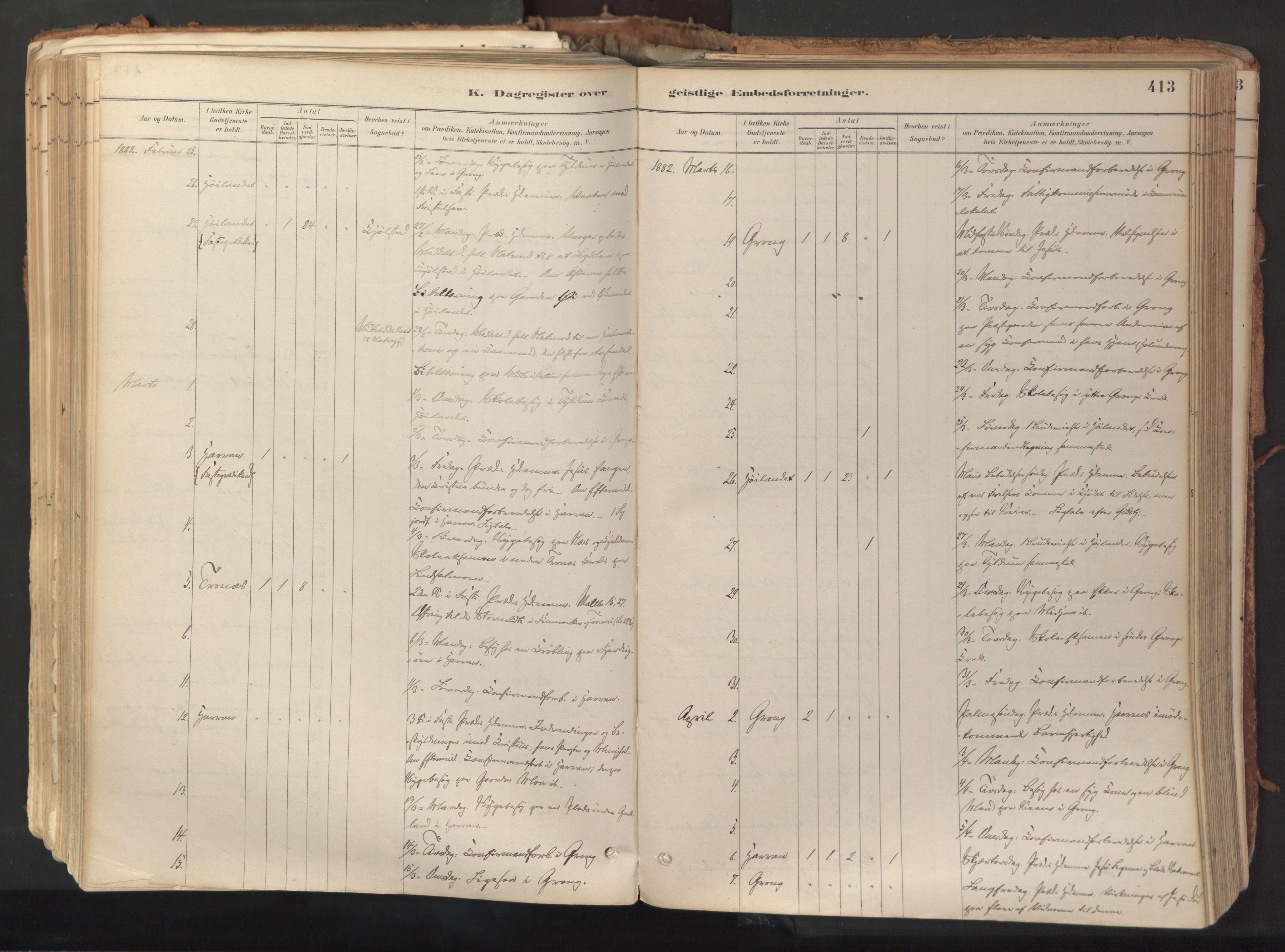 Ministerialprotokoller, klokkerbøker og fødselsregistre - Nord-Trøndelag, AV/SAT-A-1458/758/L0519: Ministerialbok nr. 758A04, 1880-1926, s. 413