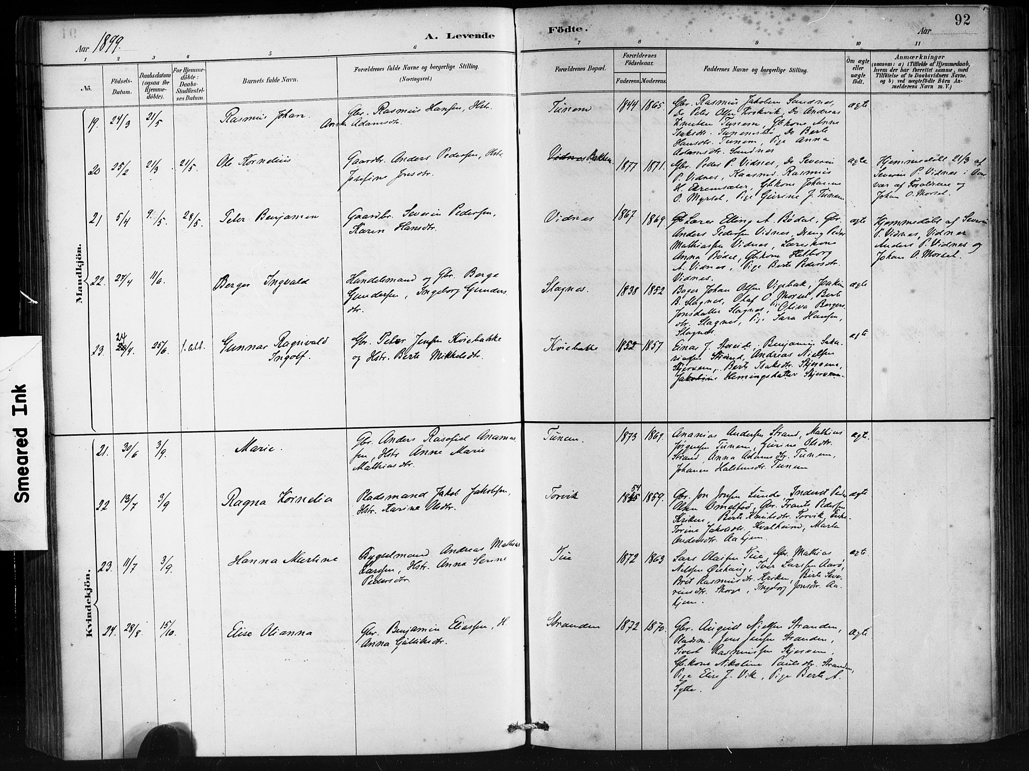 Ministerialprotokoller, klokkerbøker og fødselsregistre - Møre og Romsdal, AV/SAT-A-1454/501/L0008: Ministerialbok nr. 501A08, 1885-1901, s. 92