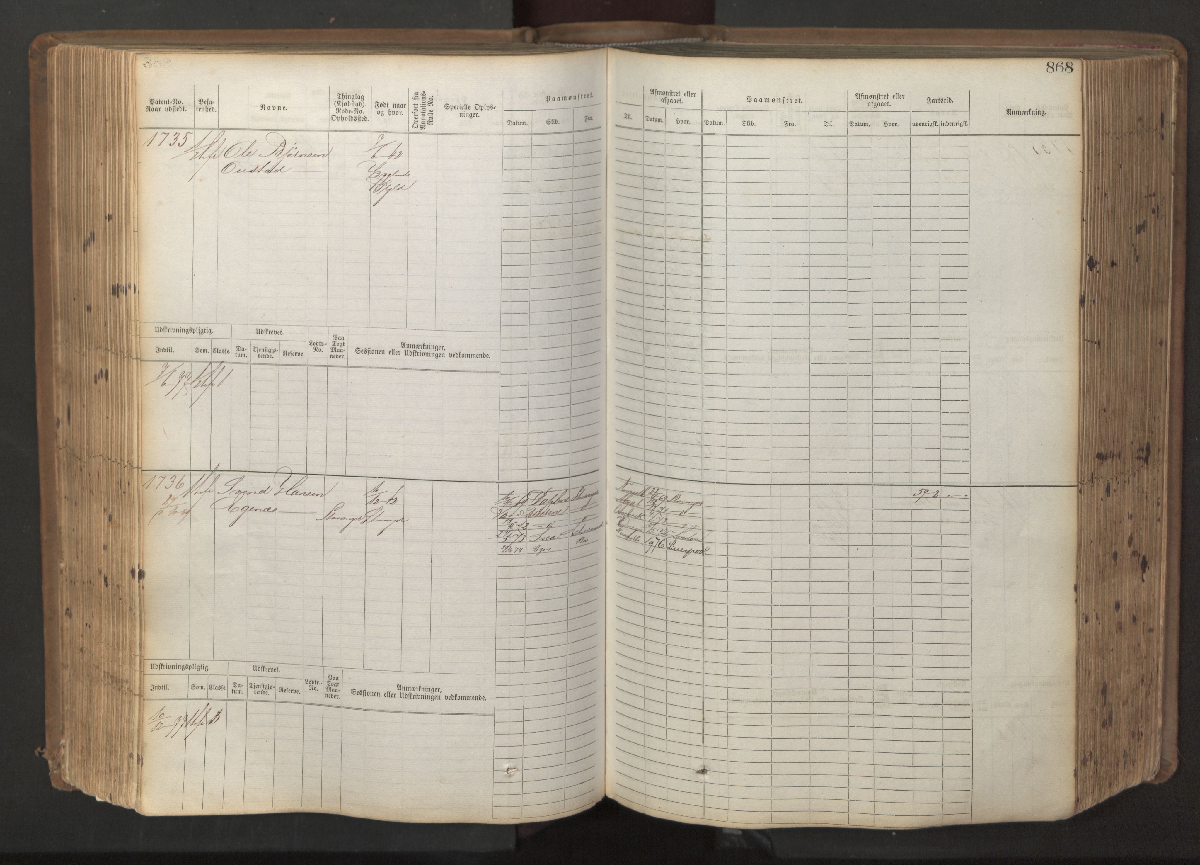 Stavanger sjømannskontor, AV/SAST-A-102006/F/Fb/Fbb/L0017: Sjøfartshovedrulle patnentnr. 1203-2402 (dublett), 1869, s. 271