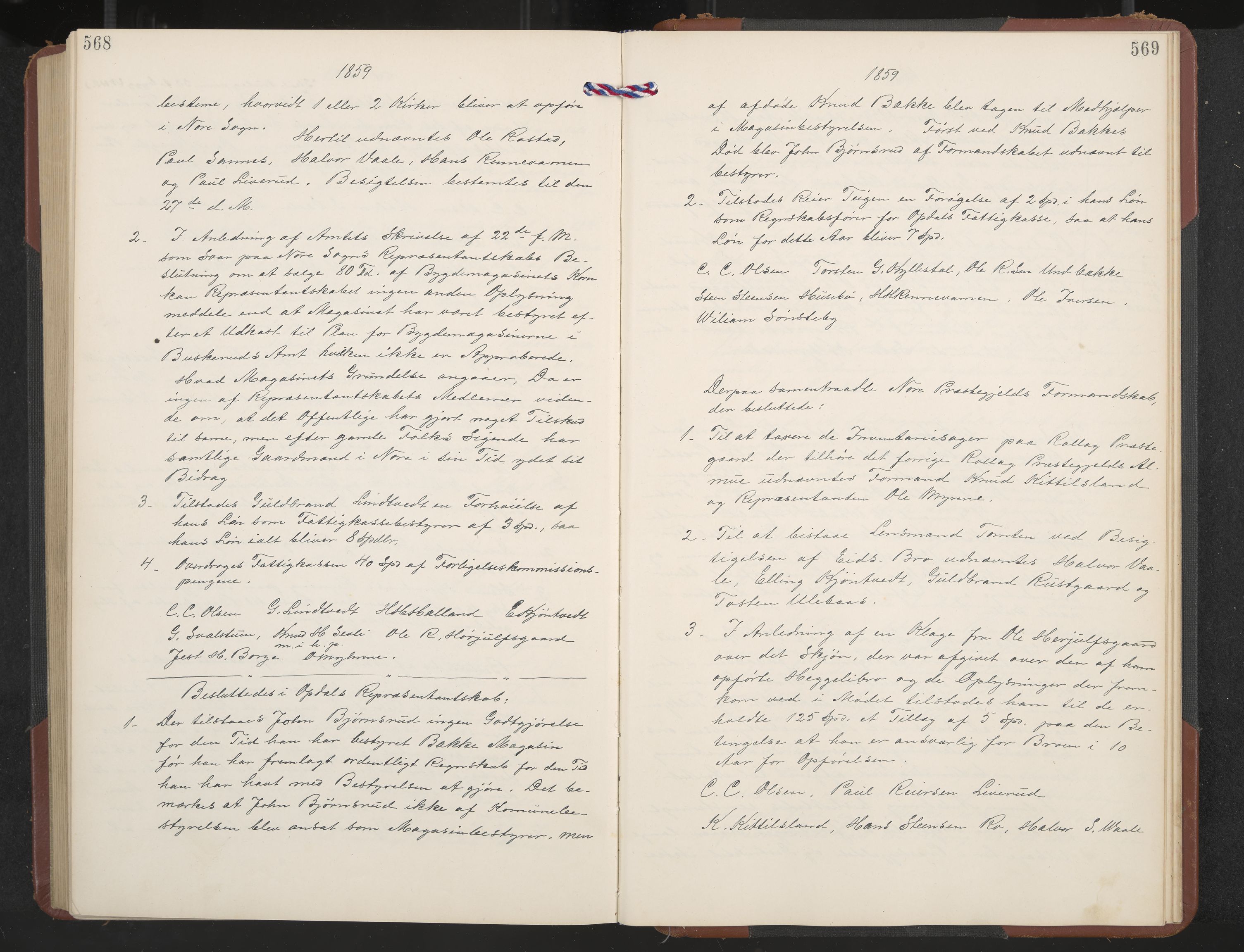 Rollag formannskap og sentraladministrasjon, IKAK/0632021-2/A/Aa/L0001: Møtebok med register, 1837-1859, s. 568-569