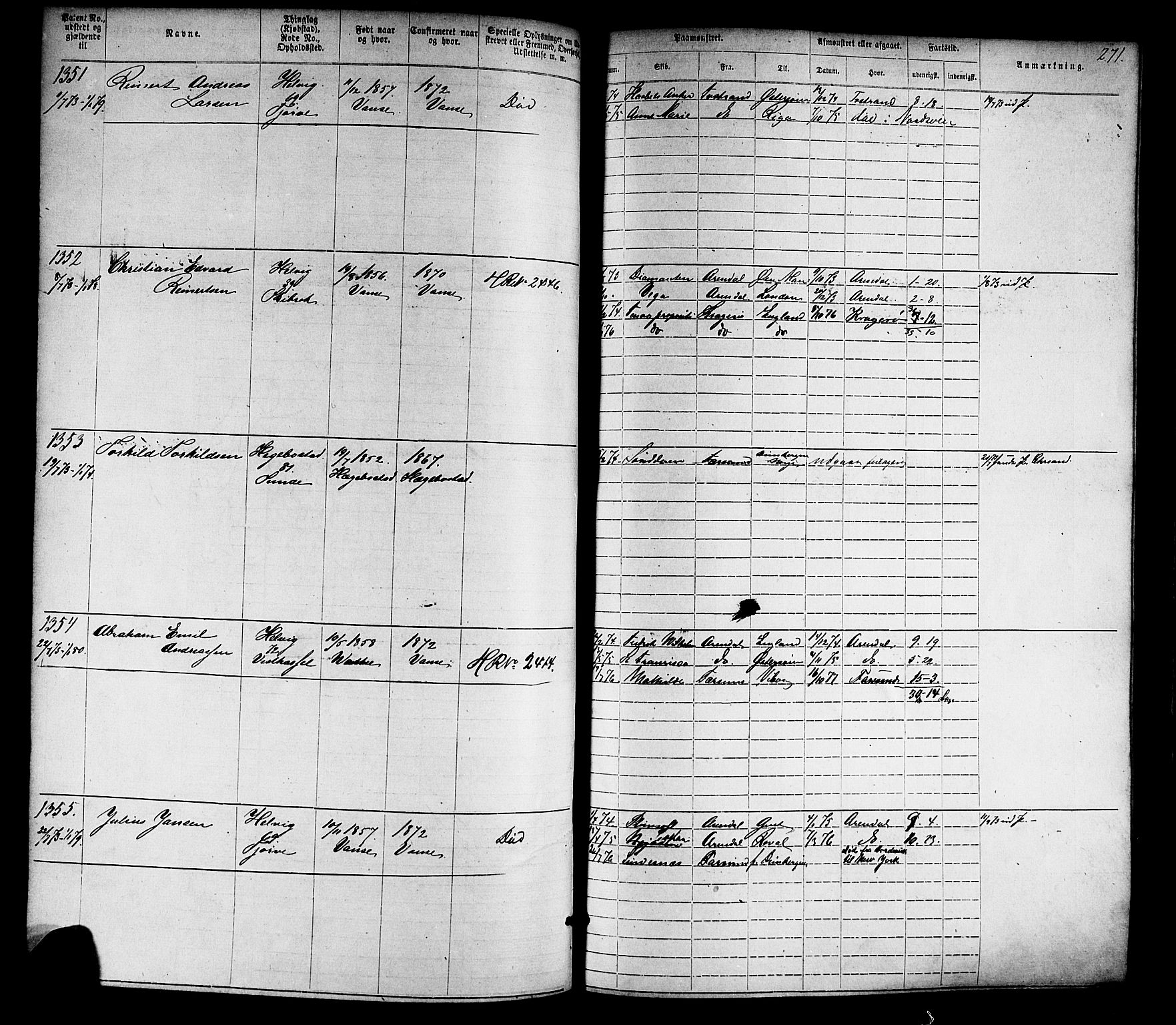 Farsund mønstringskrets, AV/SAK-2031-0017/F/Fa/L0005: Annotasjonsrulle nr 1-1910 med register, Z-2, 1869-1877, s. 301