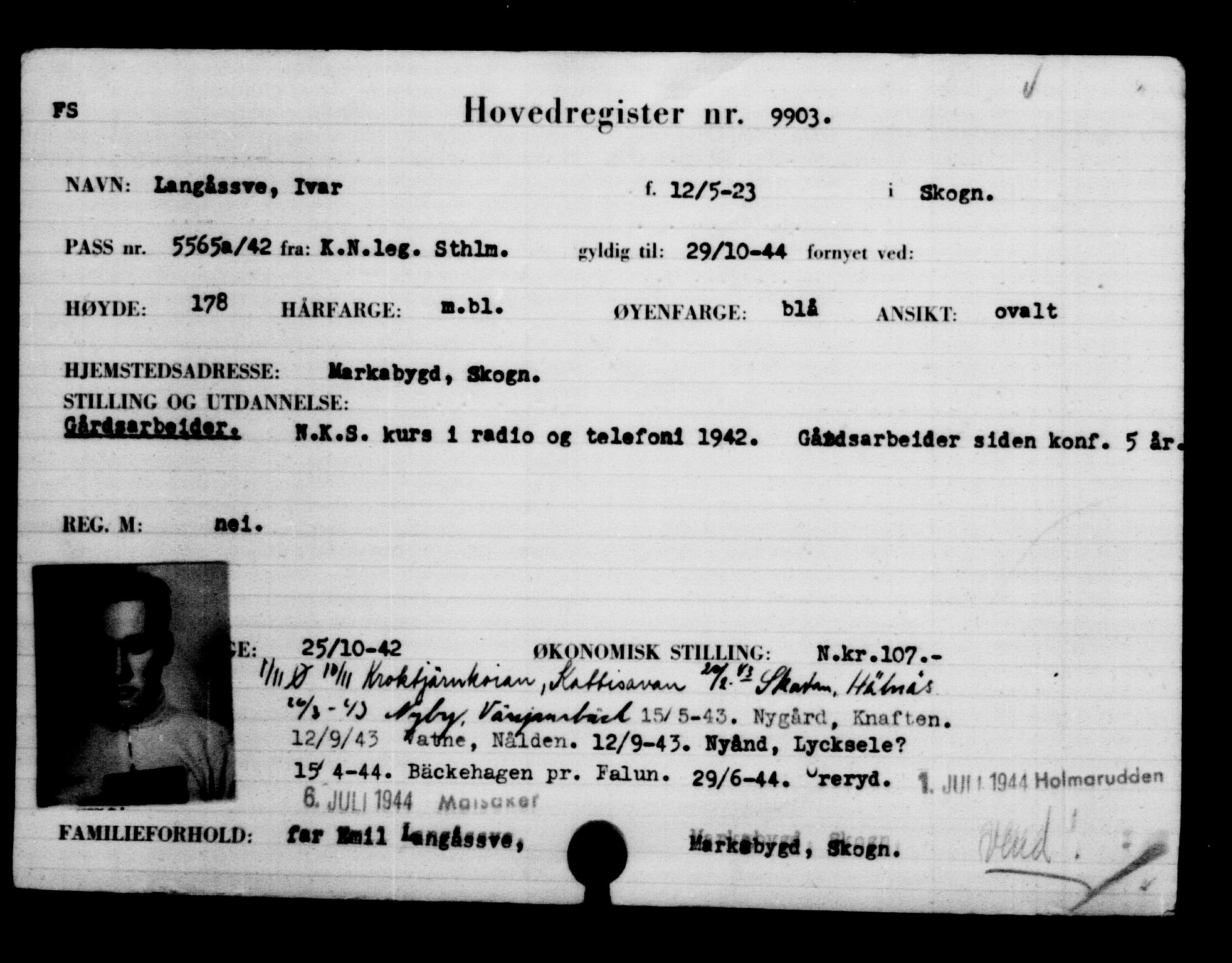 Utenriksstasjonene, Legasjonen i Stockholm, Flyktningkontoret, AV/RA-S-6753/V/Va/L0006: Kjesäterkartoteket, flyktninger med registreringsnr. 9400-12711, 1940-1945, s. 568