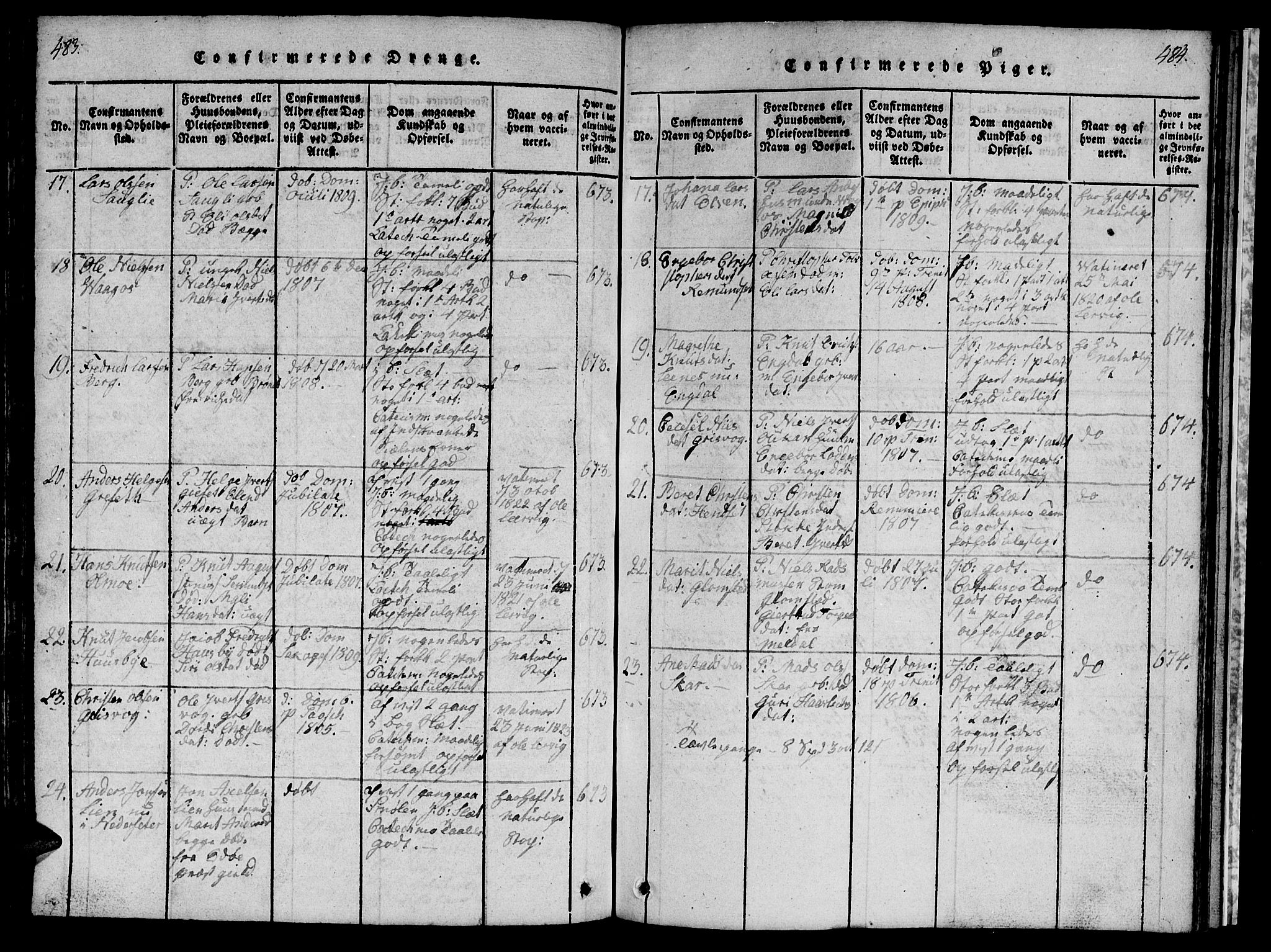 Ministerialprotokoller, klokkerbøker og fødselsregistre - Møre og Romsdal, AV/SAT-A-1454/578/L0908: Klokkerbok nr. 578C01, 1819-1837, s. 483-484