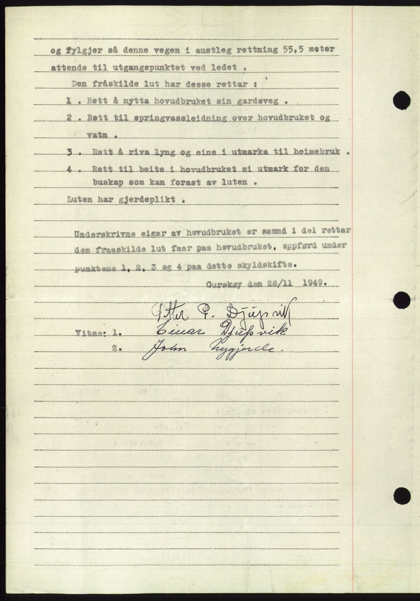 Søre Sunnmøre sorenskriveri, AV/SAT-A-4122/1/2/2C/L0085: Pantebok nr. 11A, 1949-1949, Dagboknr: 2104/1949