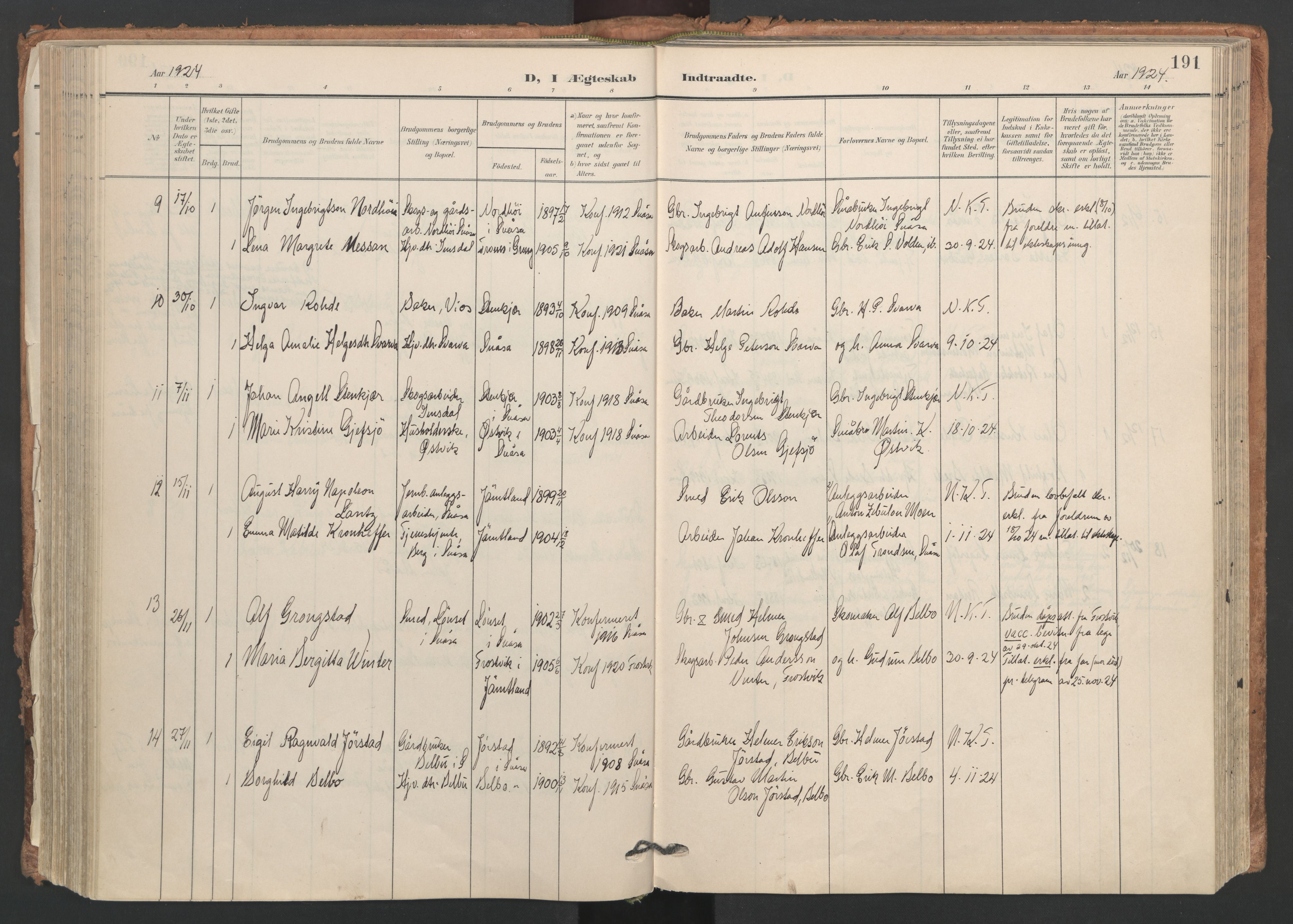 Ministerialprotokoller, klokkerbøker og fødselsregistre - Nord-Trøndelag, SAT/A-1458/749/L0477: Ministerialbok nr. 749A11, 1902-1927, s. 191