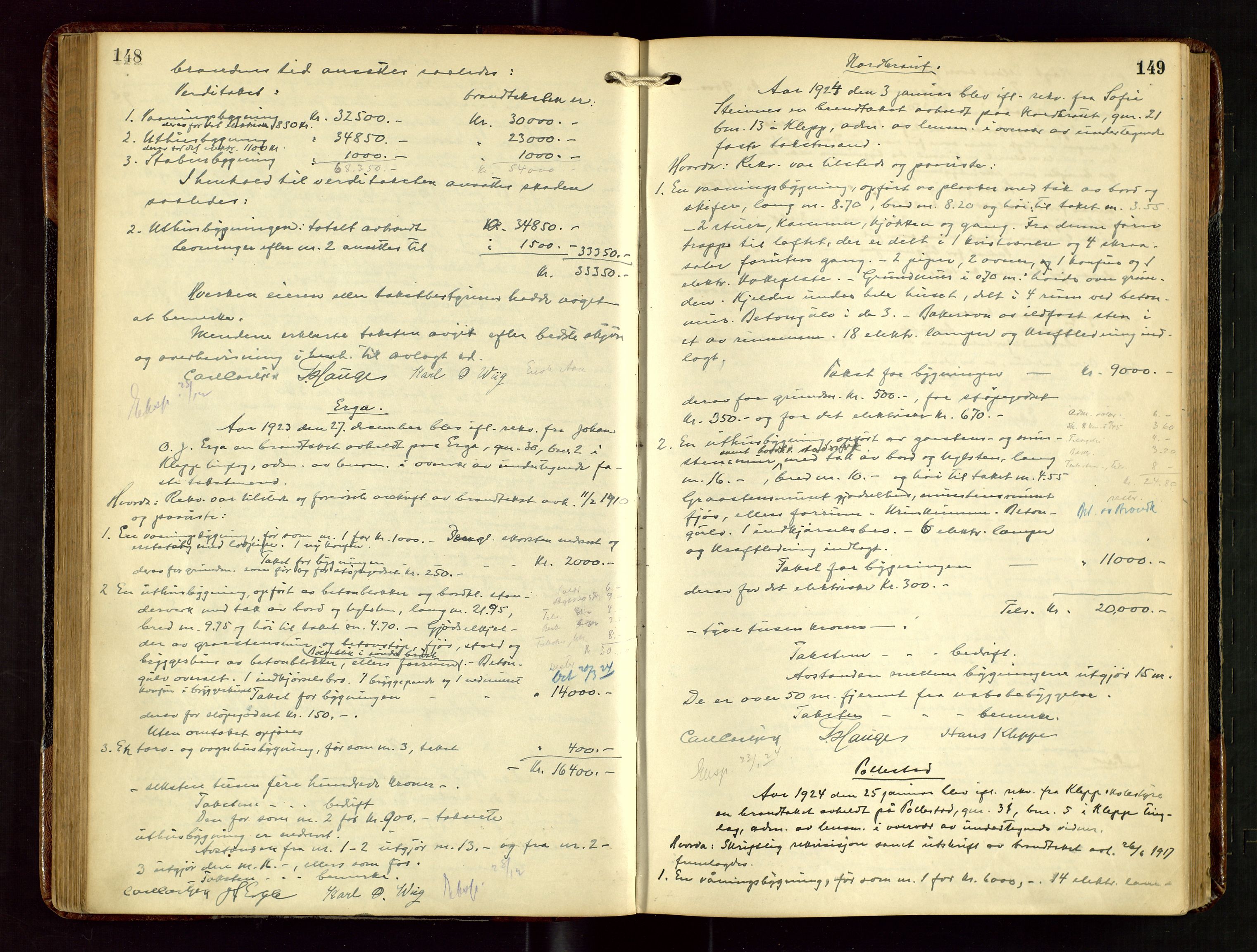 Klepp lensmannskontor, AV/SAST-A-100163/Gob/L0003: "Brandtakstprotokol", 1919-1939, s. 148-149