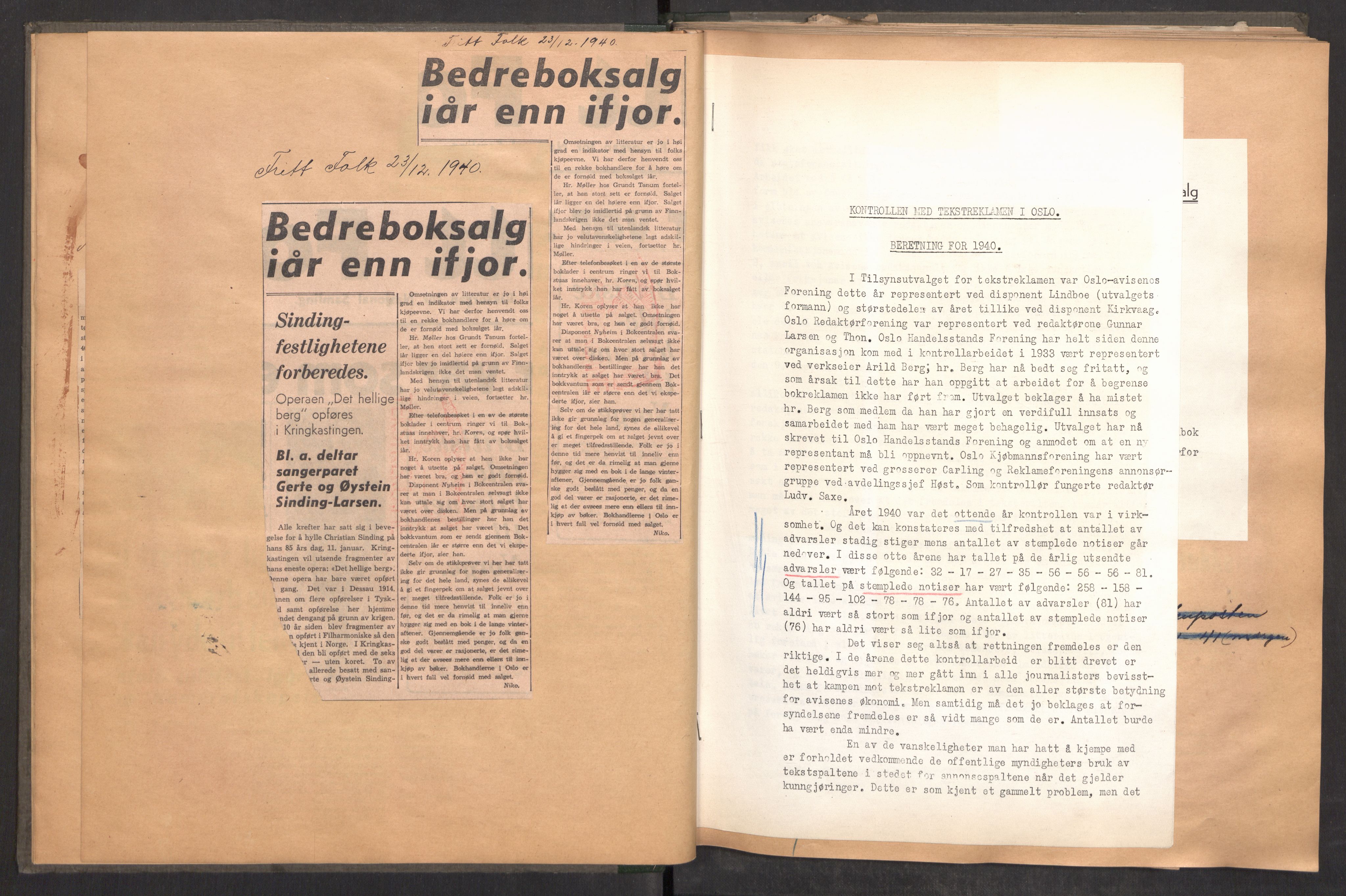 Tekstreklameutvalget, AV/RA-PA-0854/A/Aa/L0004: Kvartalsrapporter om virksomheten, 1940-1951