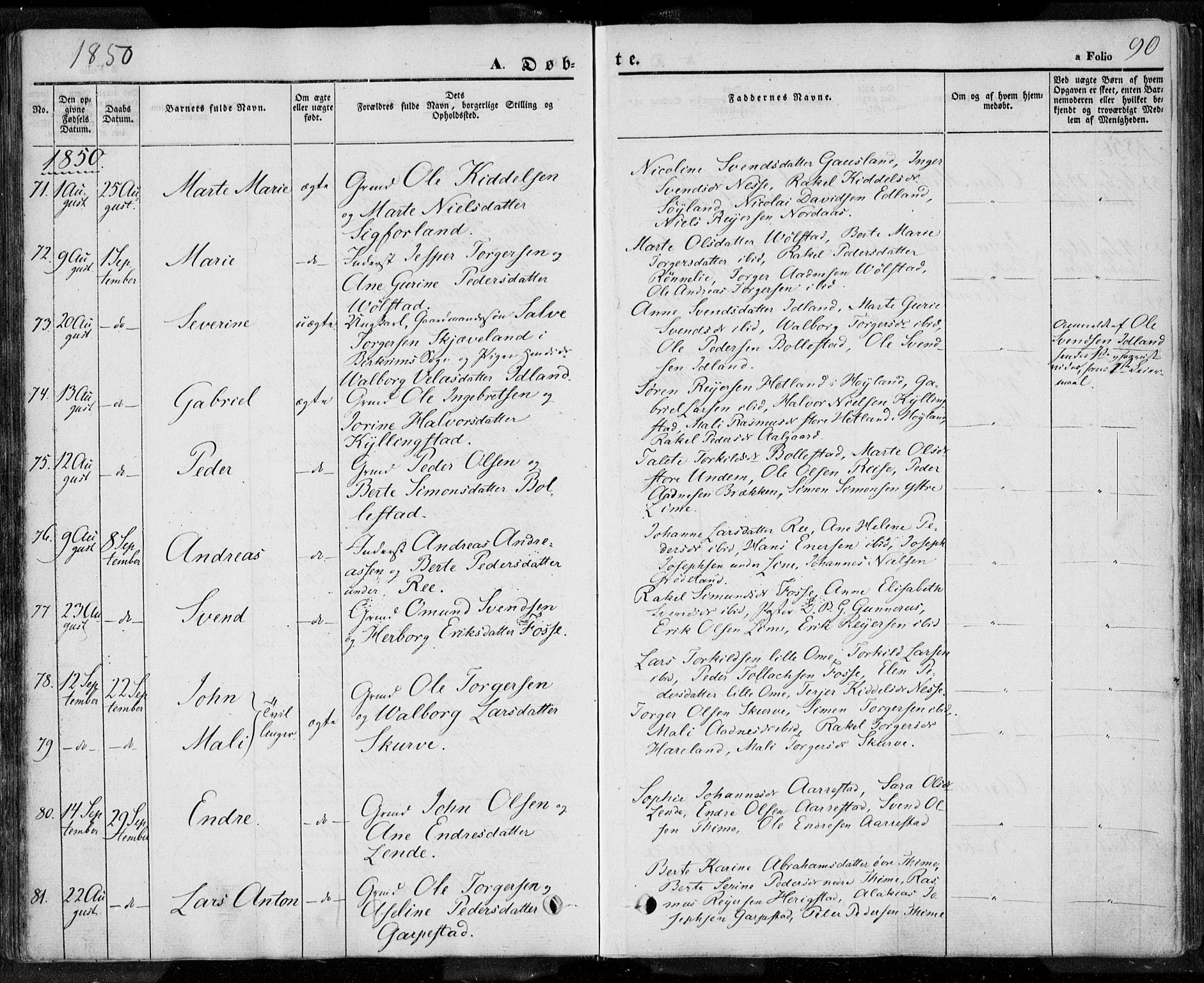 Lye sokneprestkontor, AV/SAST-A-101794/001/30BA/L0005: Ministerialbok nr. A 5.1, 1842-1855, s. 90