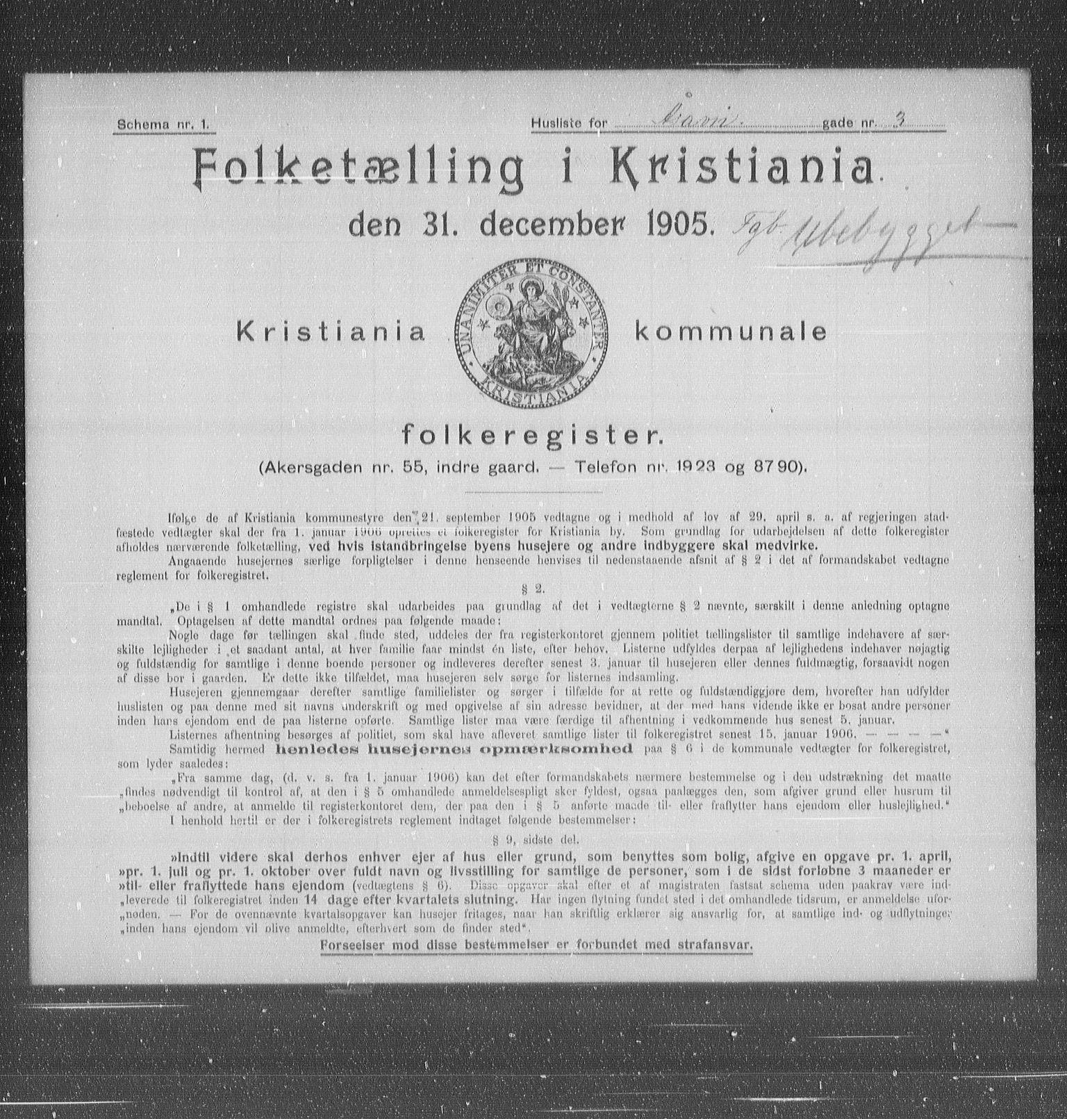 OBA, Kommunal folketelling 31.12.1905 for Kristiania kjøpstad, 1905, s. 68822