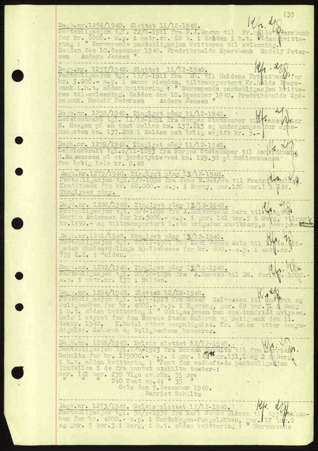 Idd og Marker sorenskriveri, AV/SAO-A-10283/G/Gb/Gbc/L0002: Pantebok nr. B4-9a, 1939-1945, Dagboknr: 1256/1940