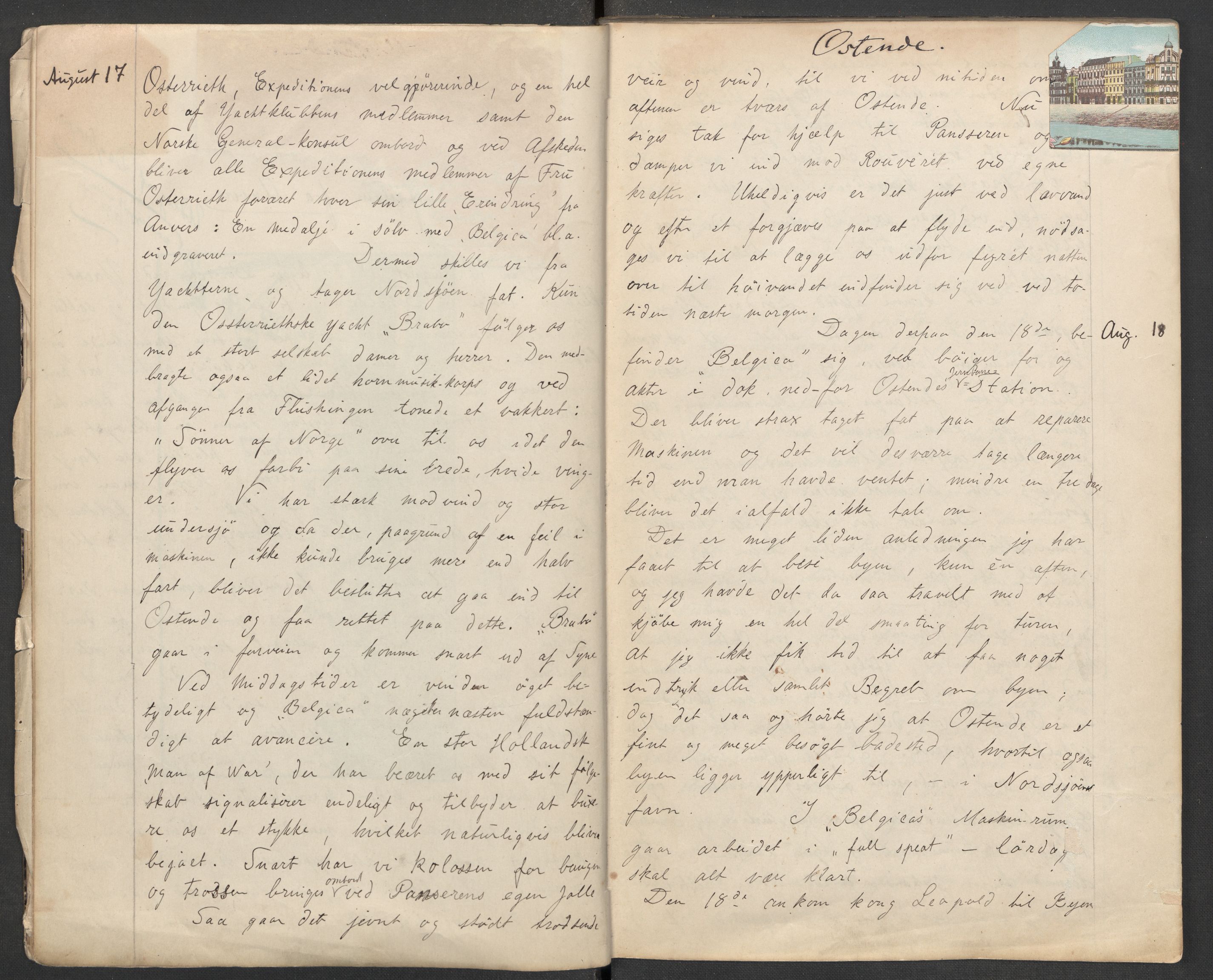 Koren-familien, RA/PA-0337/D/L0104/0001: Lnr. 206 Johan Koren, 1879-1919, zoolog / Johan Korens håndskrevne dagbok fra Belgica ekspedisjonen, 1897-1898, s. 6