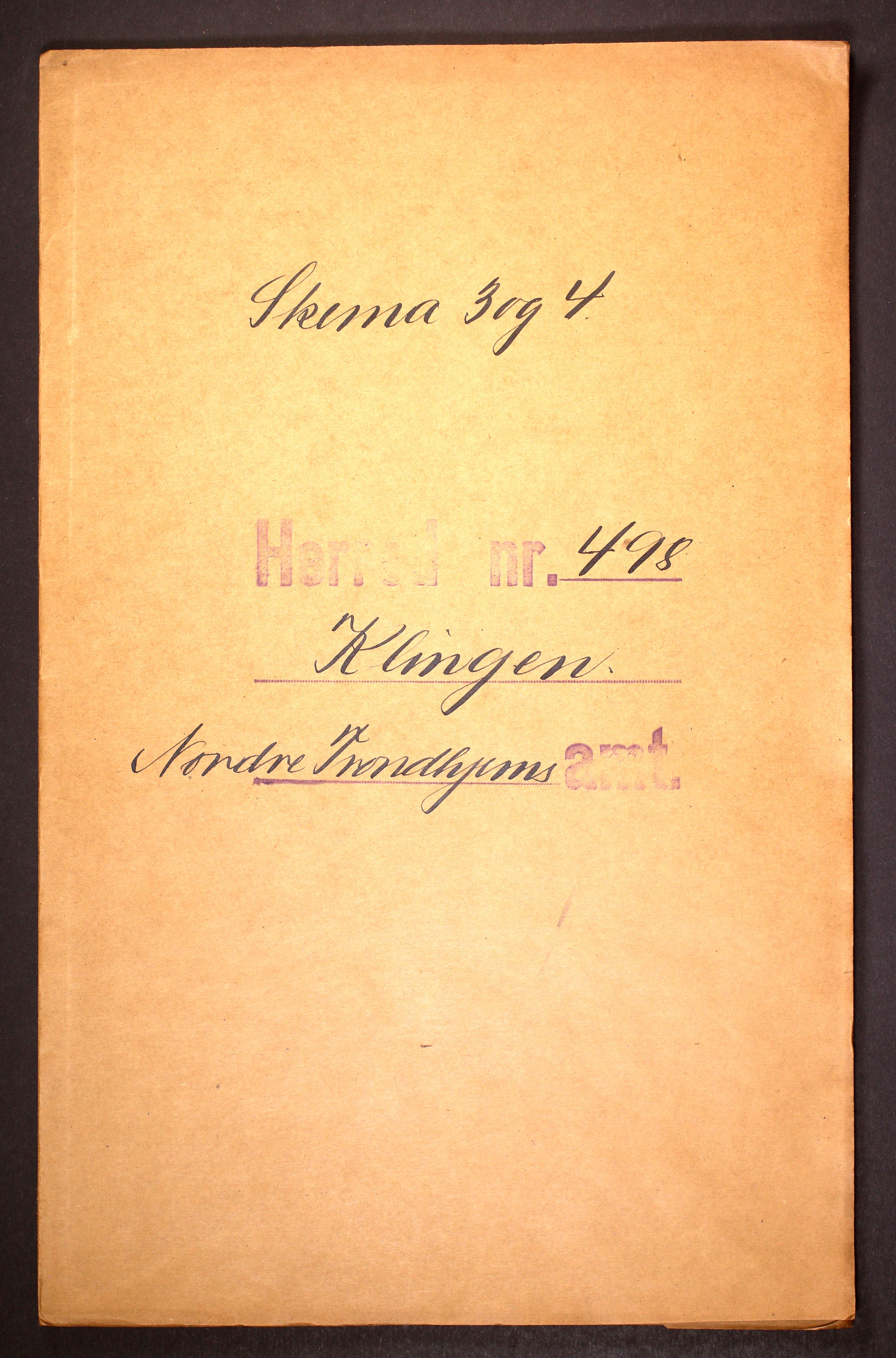 RA, Folketelling 1910 for 1746 Klinga herred, 1910, s. 1