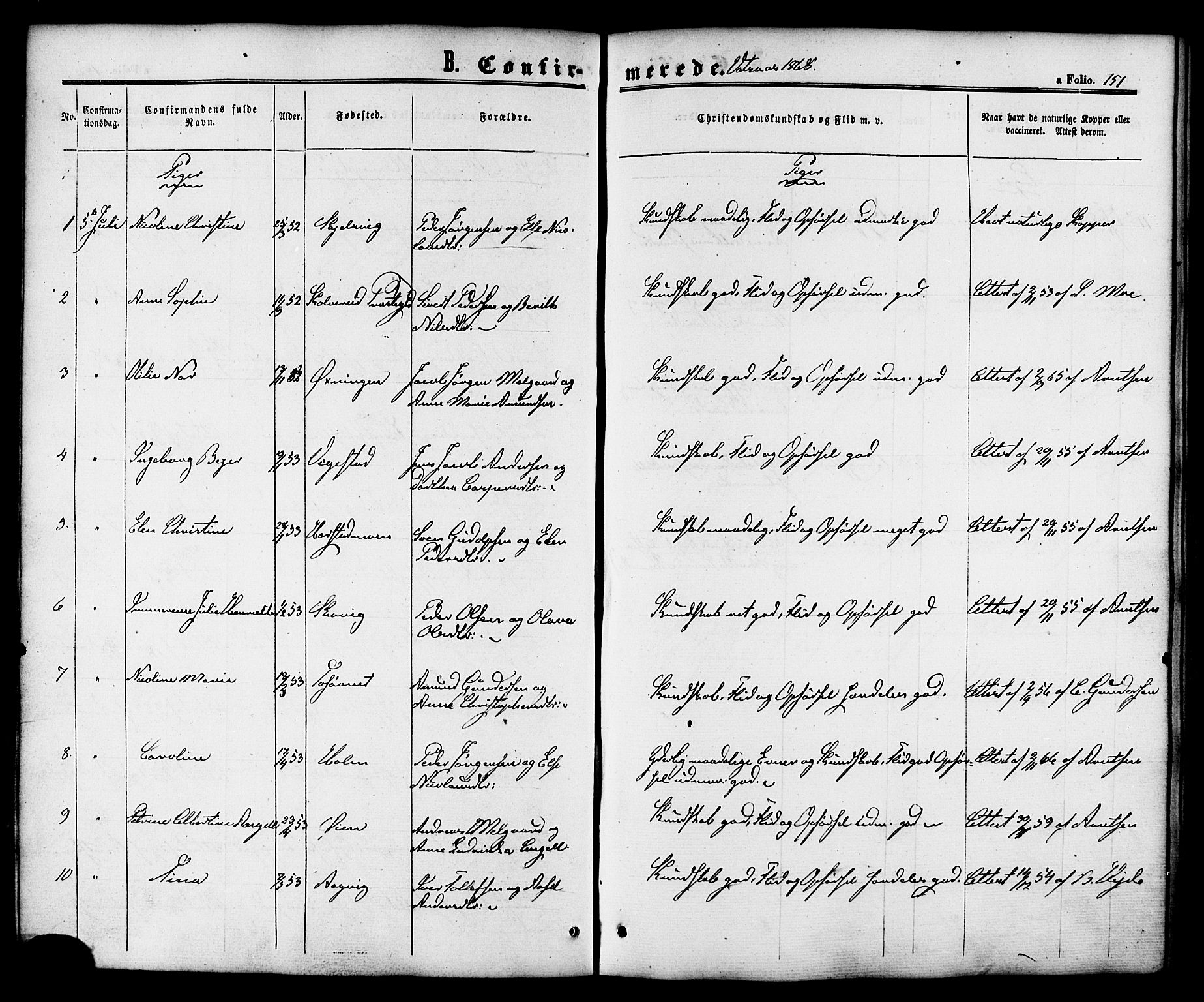 Ministerialprotokoller, klokkerbøker og fødselsregistre - Nordland, AV/SAT-A-1459/810/L0146: Ministerialbok nr. 810A08 /1, 1862-1874, s. 151