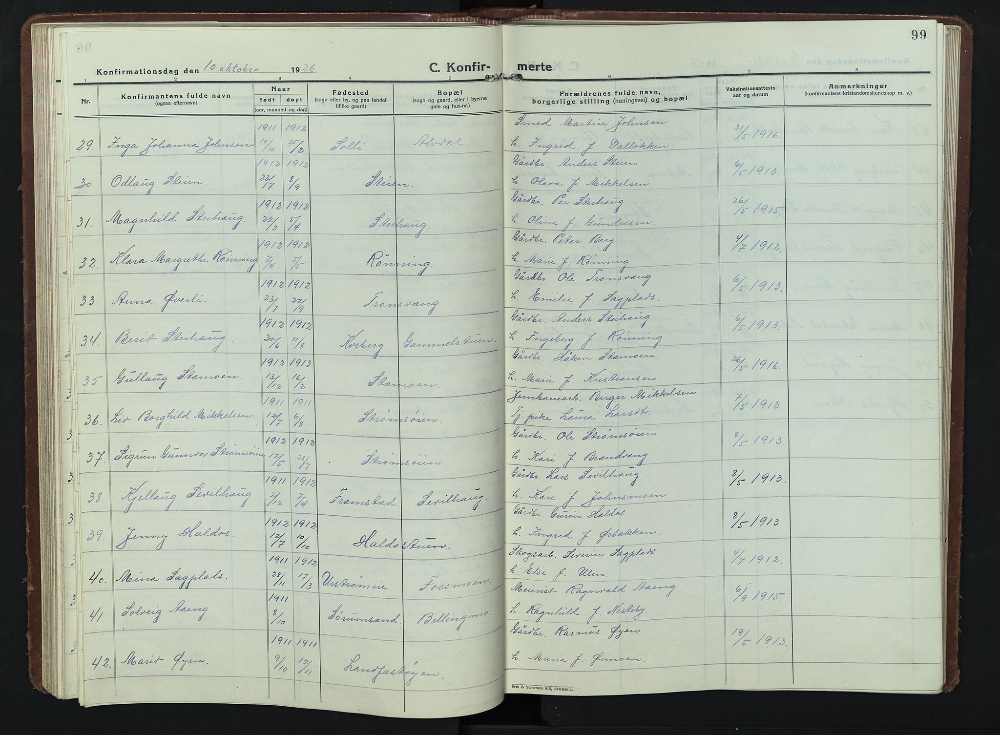 Alvdal prestekontor, AV/SAH-PREST-060/H/Ha/Hab/L0007: Klokkerbok nr. 7, 1924-1945, s. 99