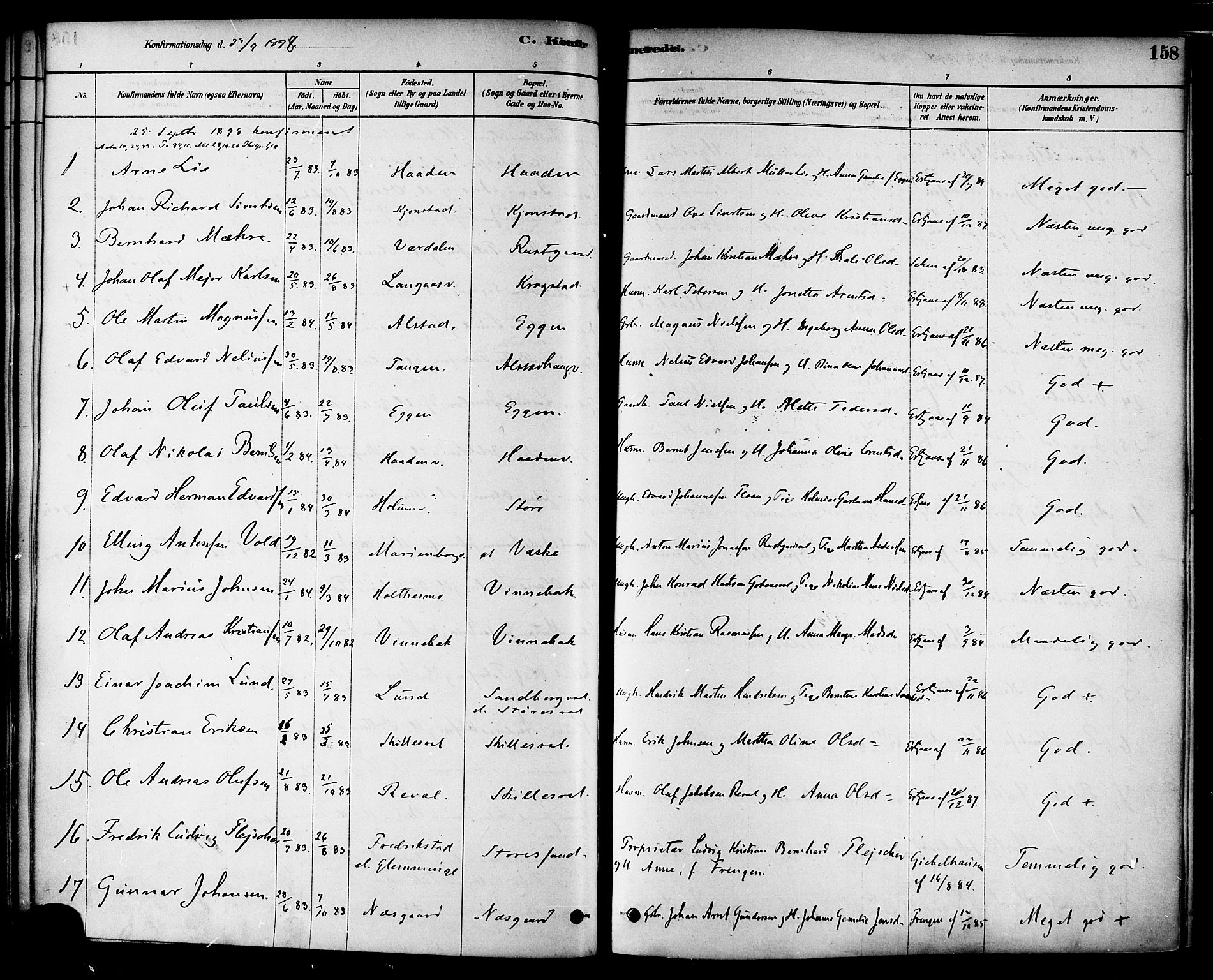 Ministerialprotokoller, klokkerbøker og fødselsregistre - Nord-Trøndelag, SAT/A-1458/717/L0159: Ministerialbok nr. 717A09, 1878-1898, s. 158