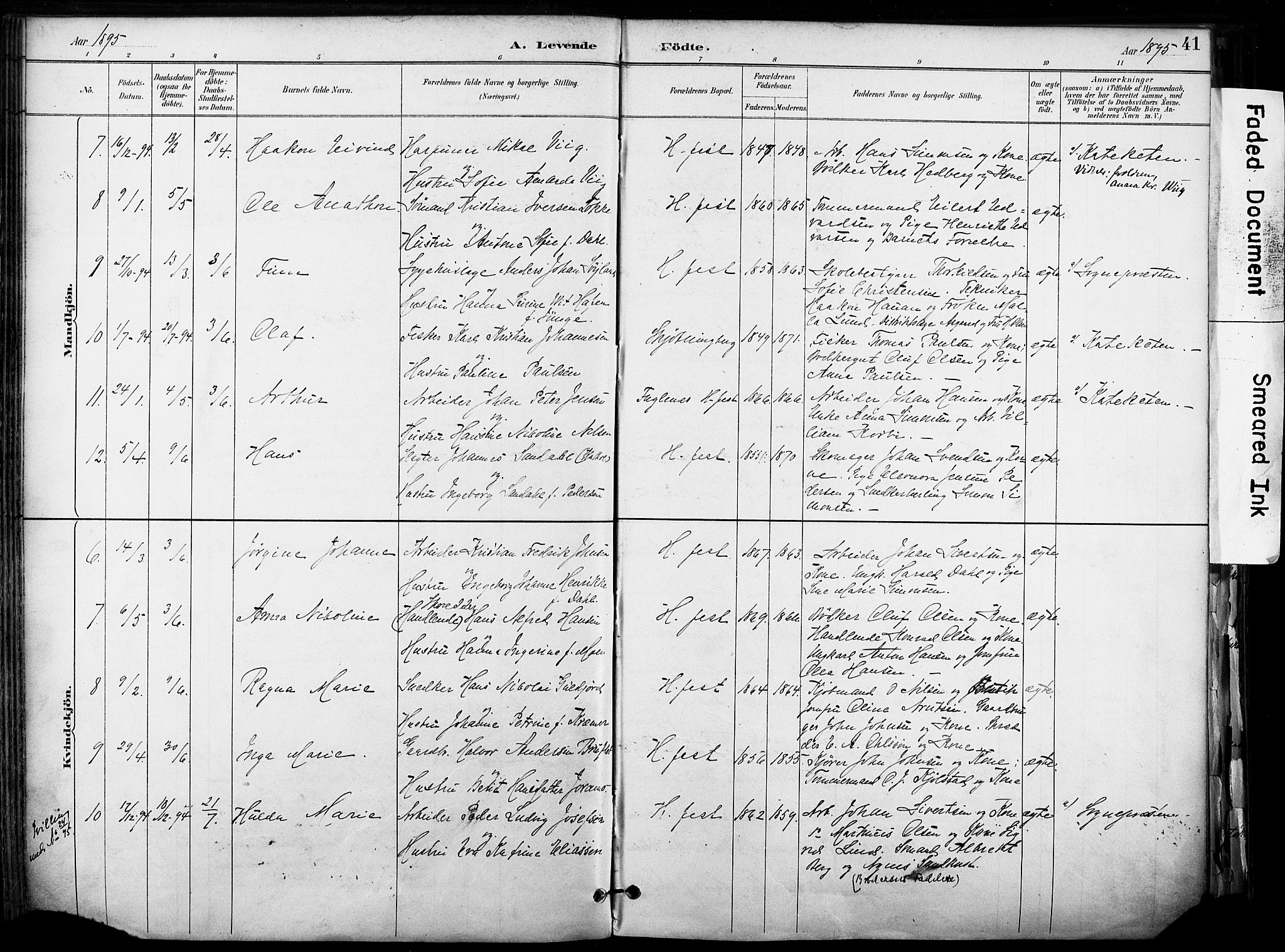 Hammerfest sokneprestkontor, SATØ/S-1347/H/Ha/L0009.kirke: Ministerialbok nr. 9, 1889-1897, s. 41