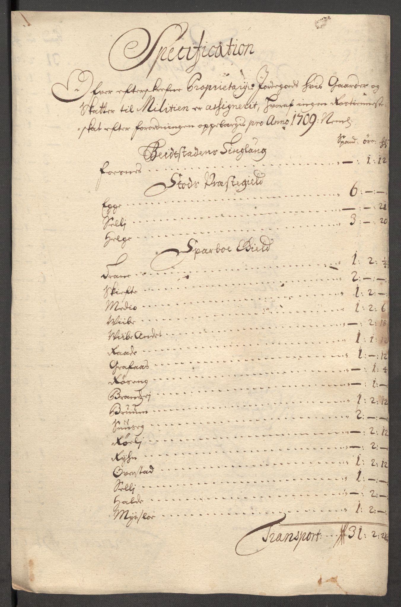 Rentekammeret inntil 1814, Reviderte regnskaper, Fogderegnskap, RA/EA-4092/R63/L4317: Fogderegnskap Inderøy, 1709, s. 232